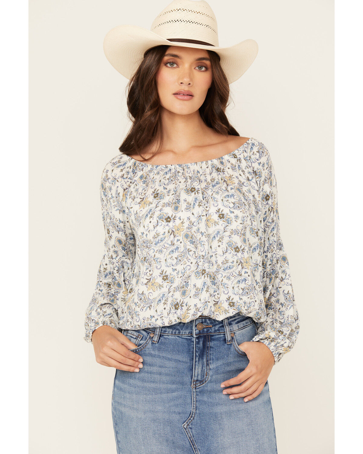 Women's Wild Moss Paisley Print Long Sleeve Top