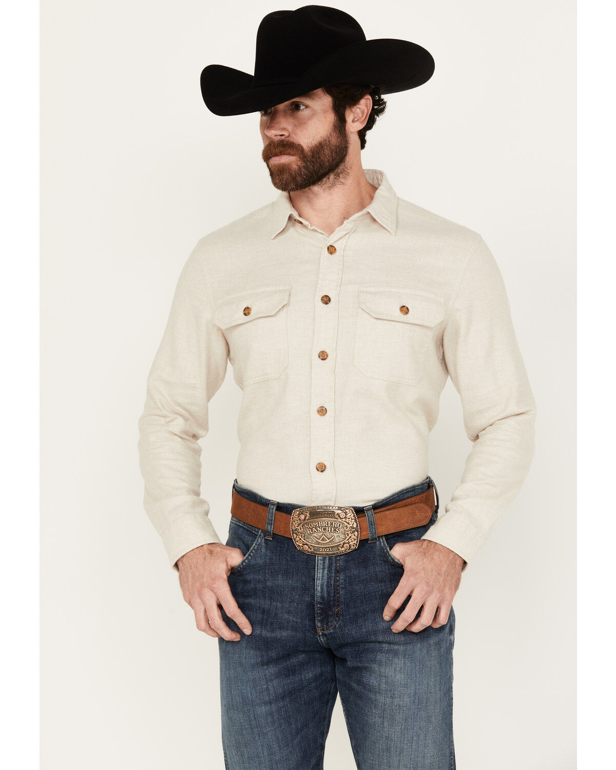 Men's Pendleton Solid Long Sleeve Button-Down Flannel Shirt
