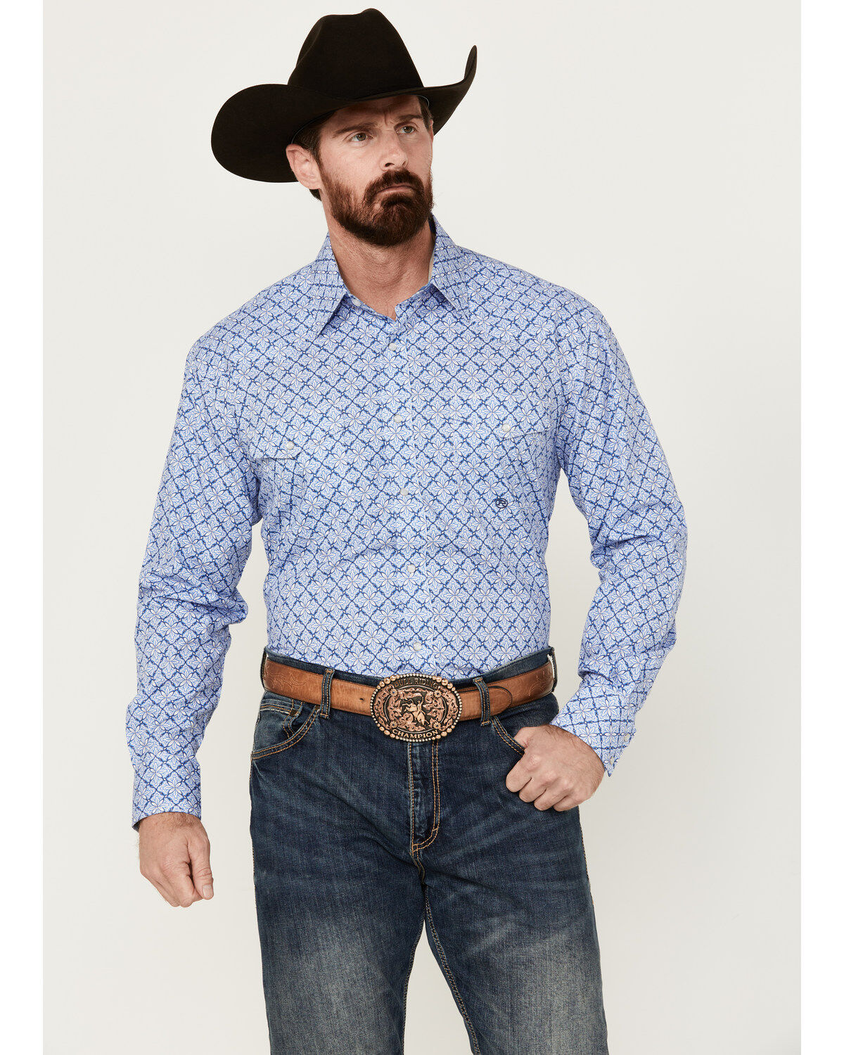 Men's Roper Amarillo Medallion Print Long Sleeve Pearl Snap Western Sh