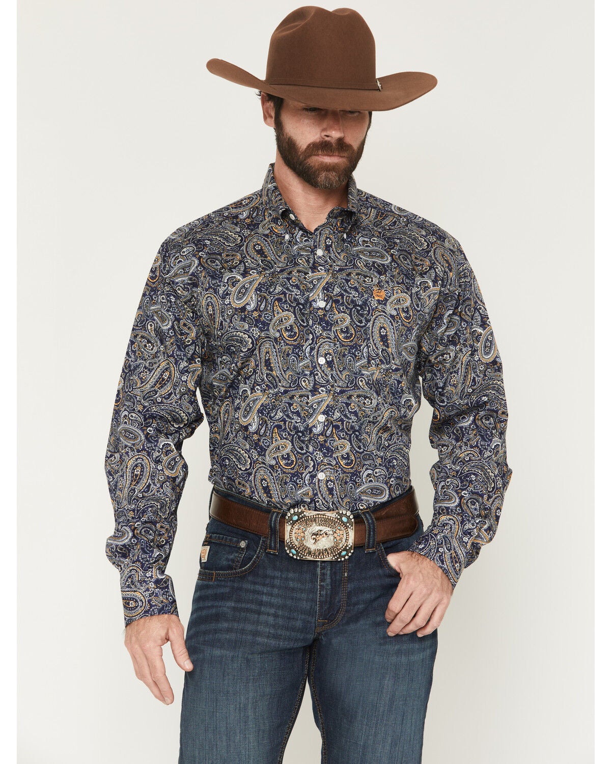 Men's Cinch Paisley Print Long Sleeve Button-Down Western Shirt