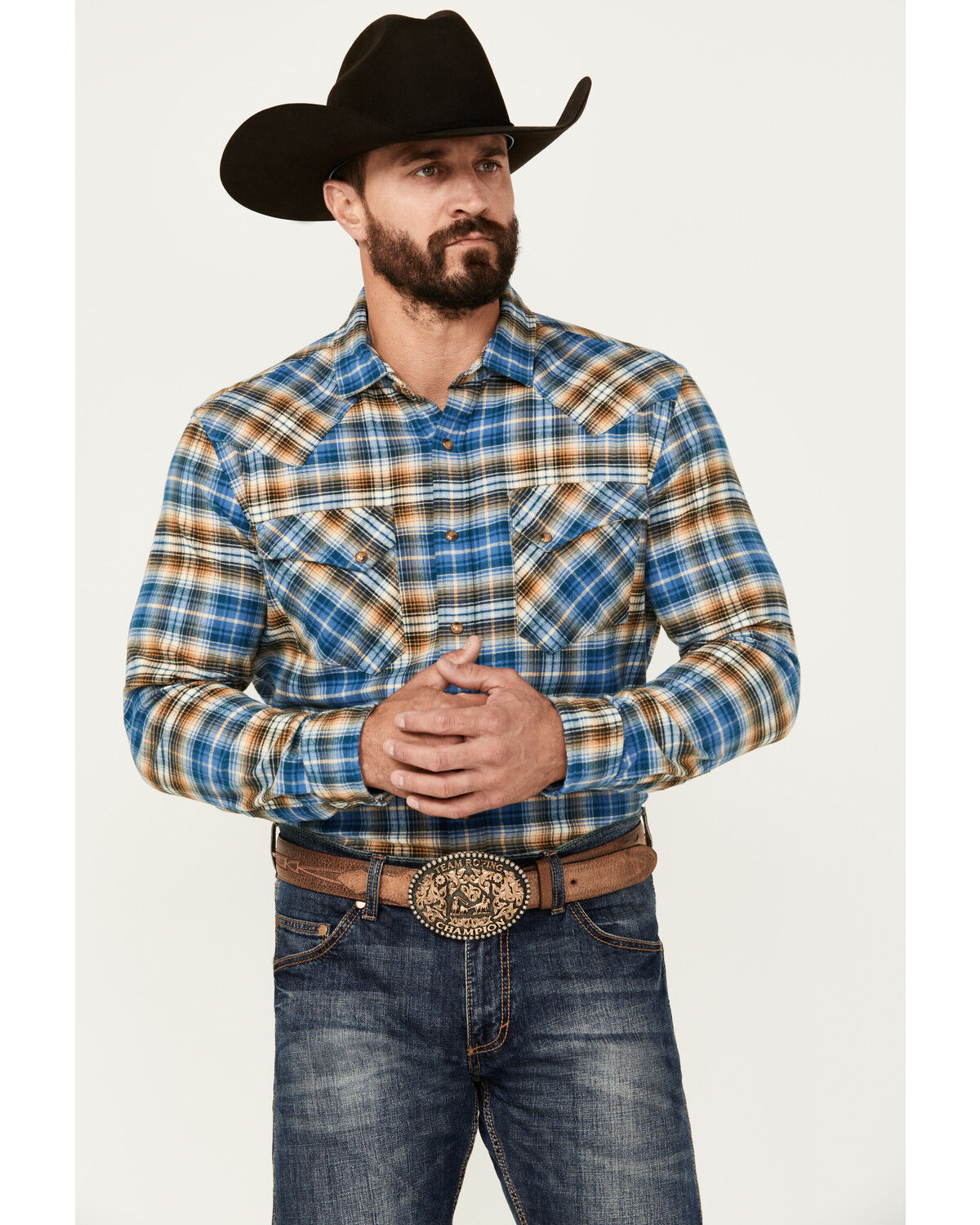 Men's Pendleton Wyatt Plaid Print Long Sleeve Pearl Snap Western Shirt