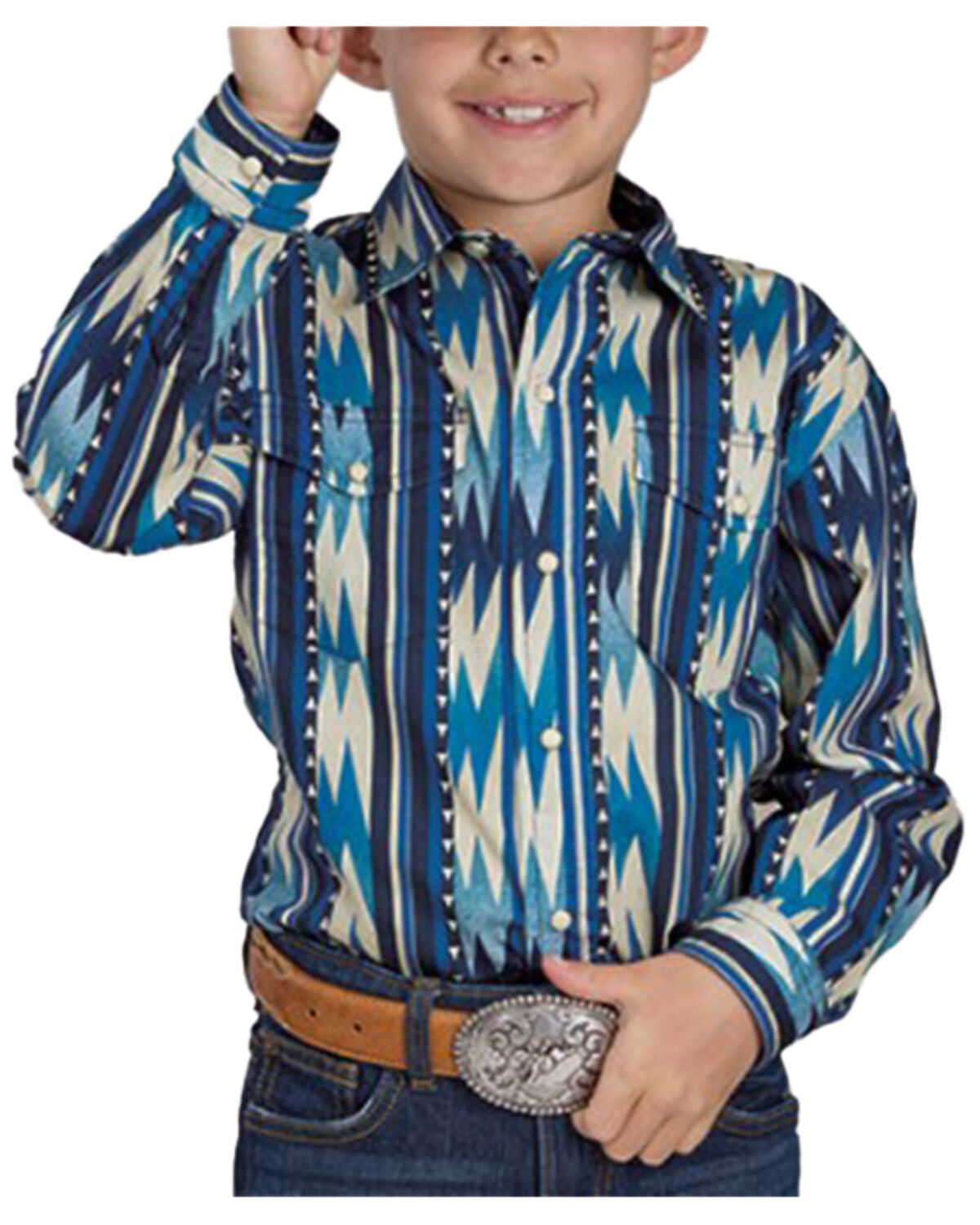Boys' Roper Southwestern Striped Long Sleeve Snap Western Shirt