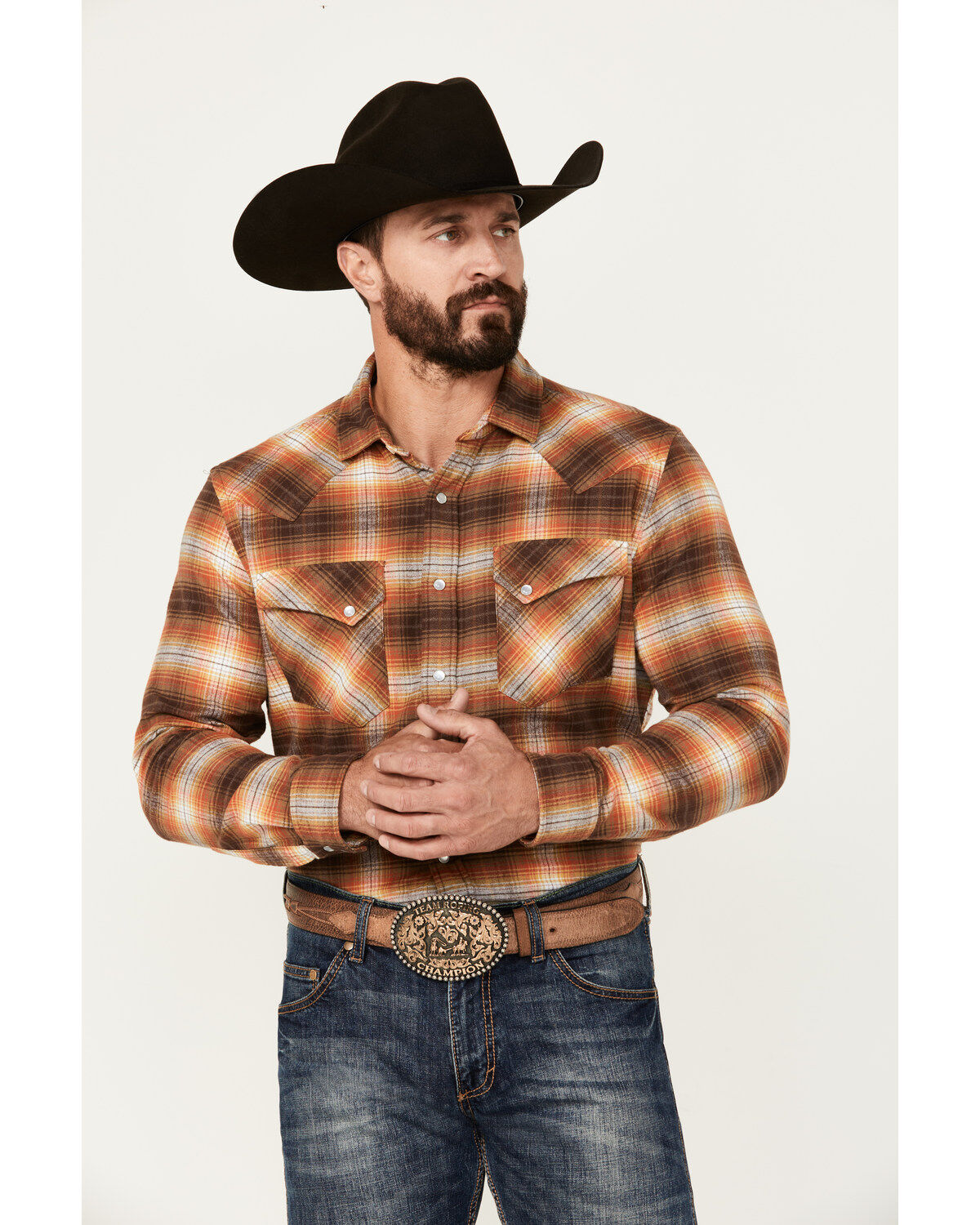 Men's Pendleton Wyatt Plaid Print Long Sleeve Pearl Snap Western Shirt