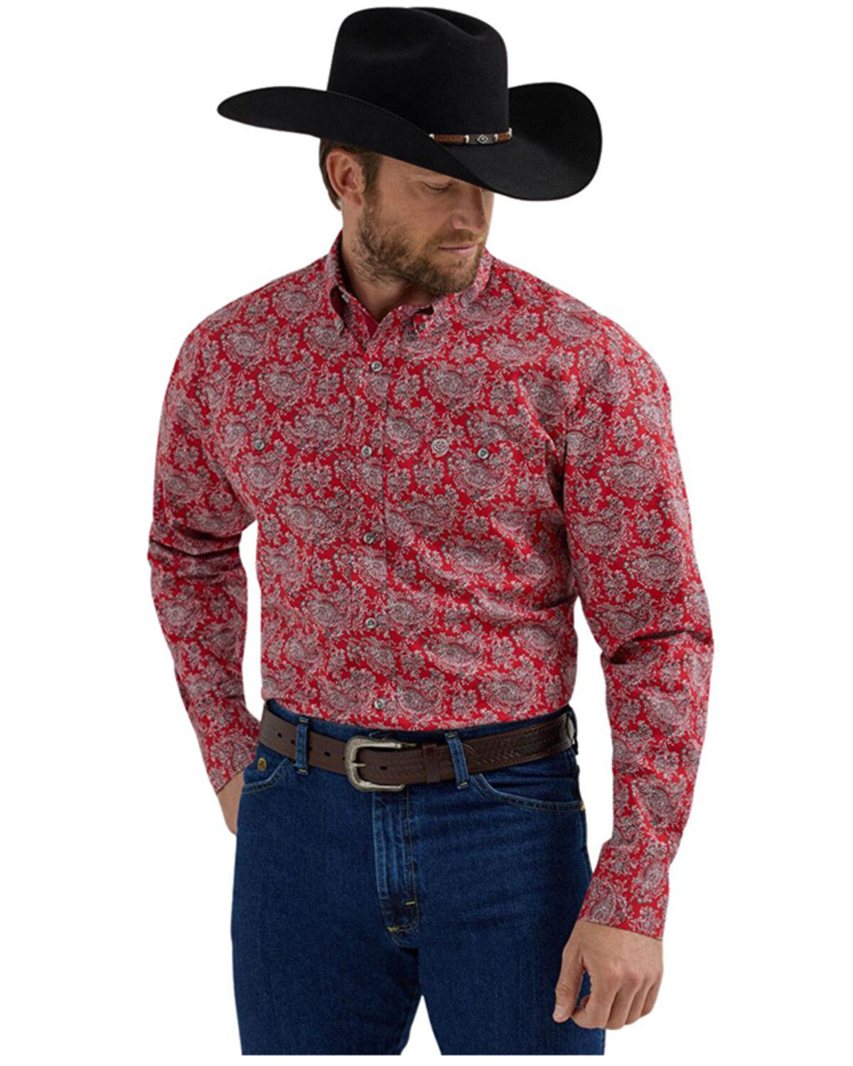 Men's Wrangler George Strait by Paisley Print Long Sleeve Button-Down