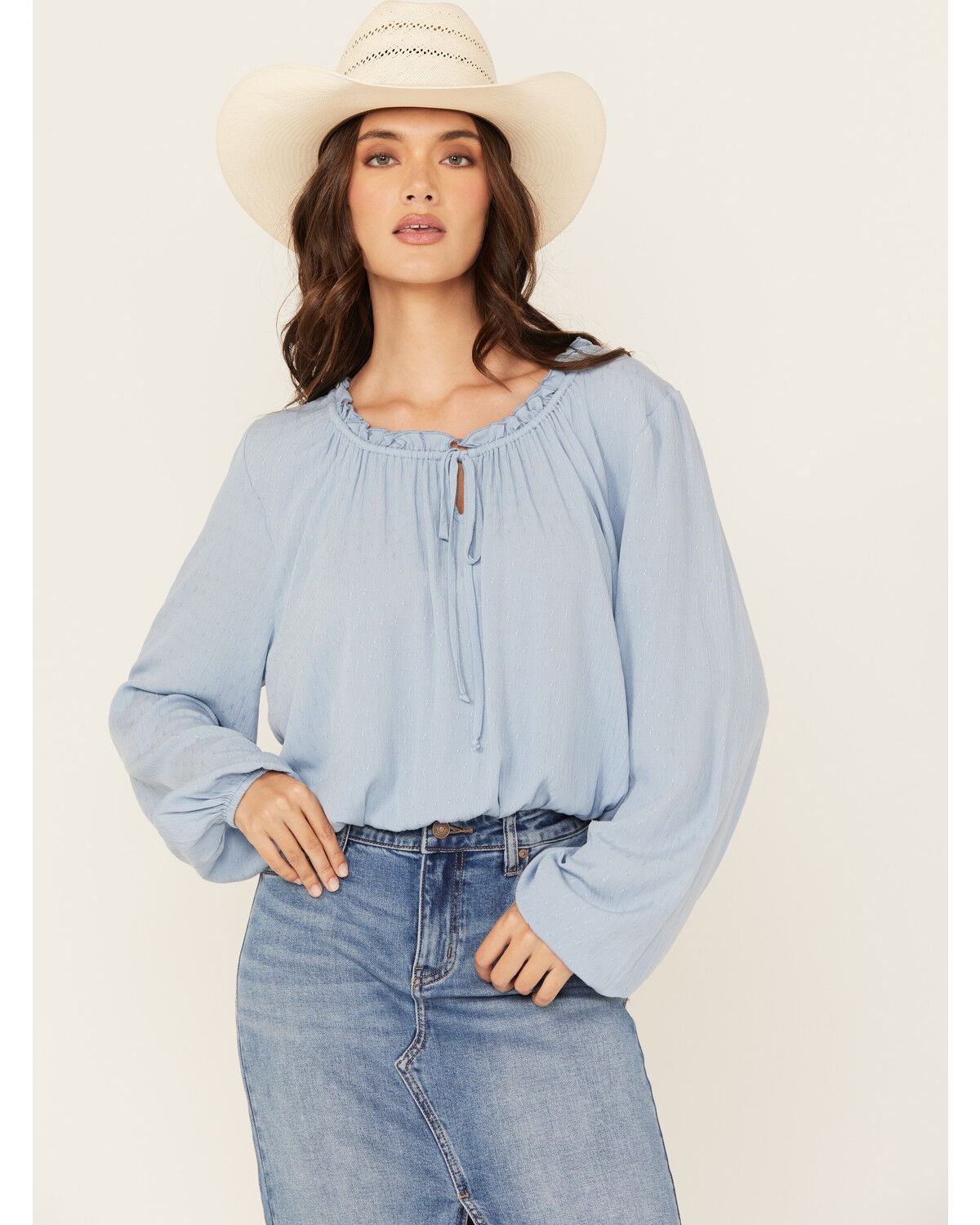 Women's Wild Moss Tie-Front Long Sleeve Top