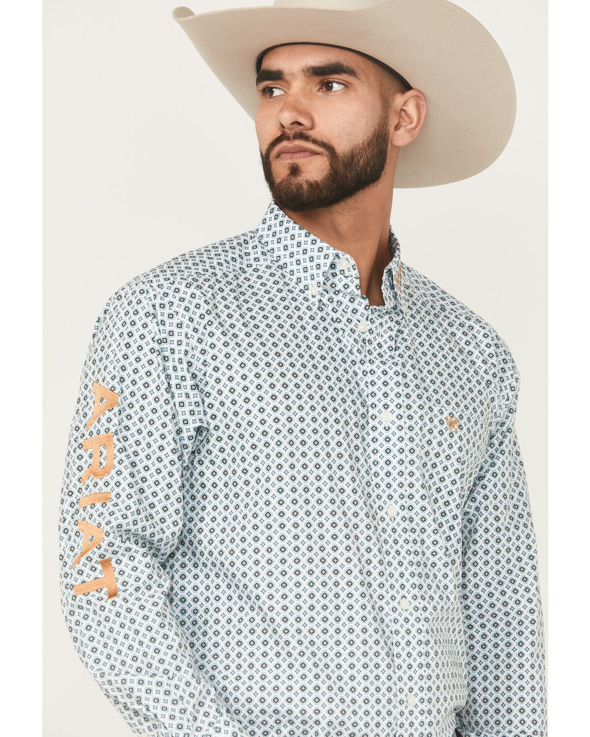 Men's Ariat Team Franklin Geo Print Long Sleeve Button-Down Western Sh