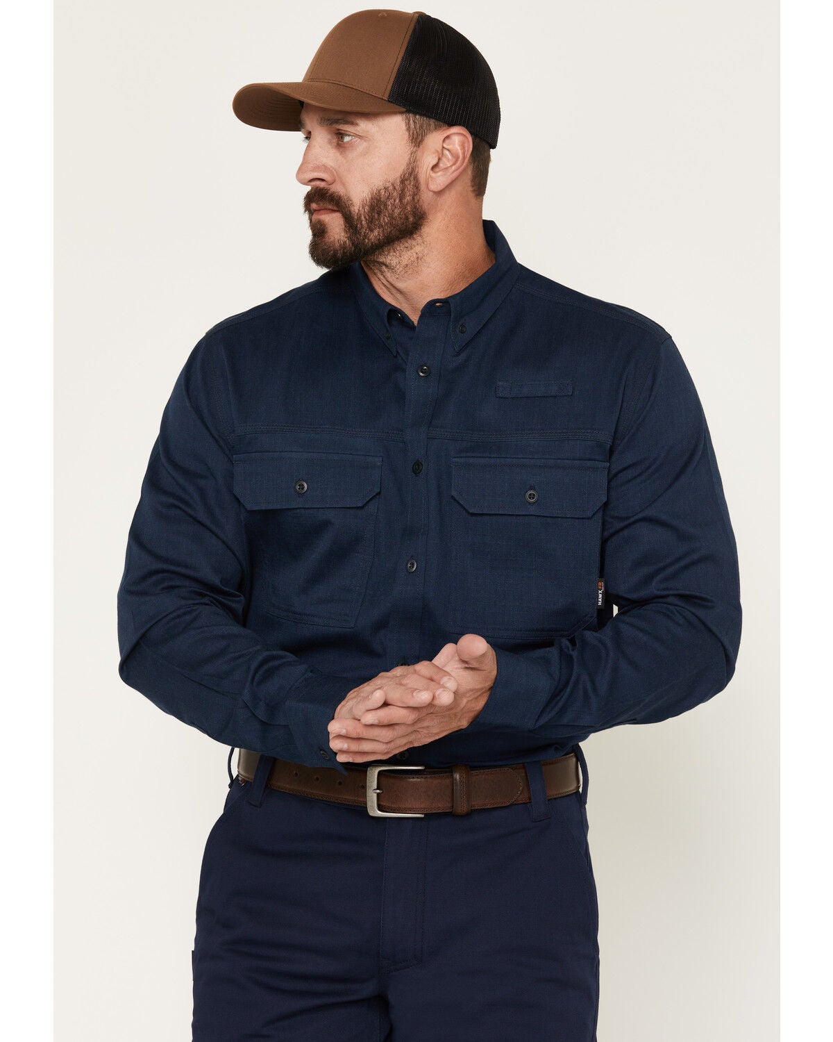 Men's Hawx FR Langdon Solid Long Sleeve Button-Down Work Shirt