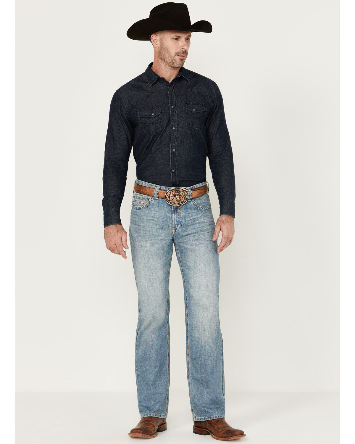 Men's Double Barrel Rock & Roll Denim Medium Vintage Wash Relaxed Stre