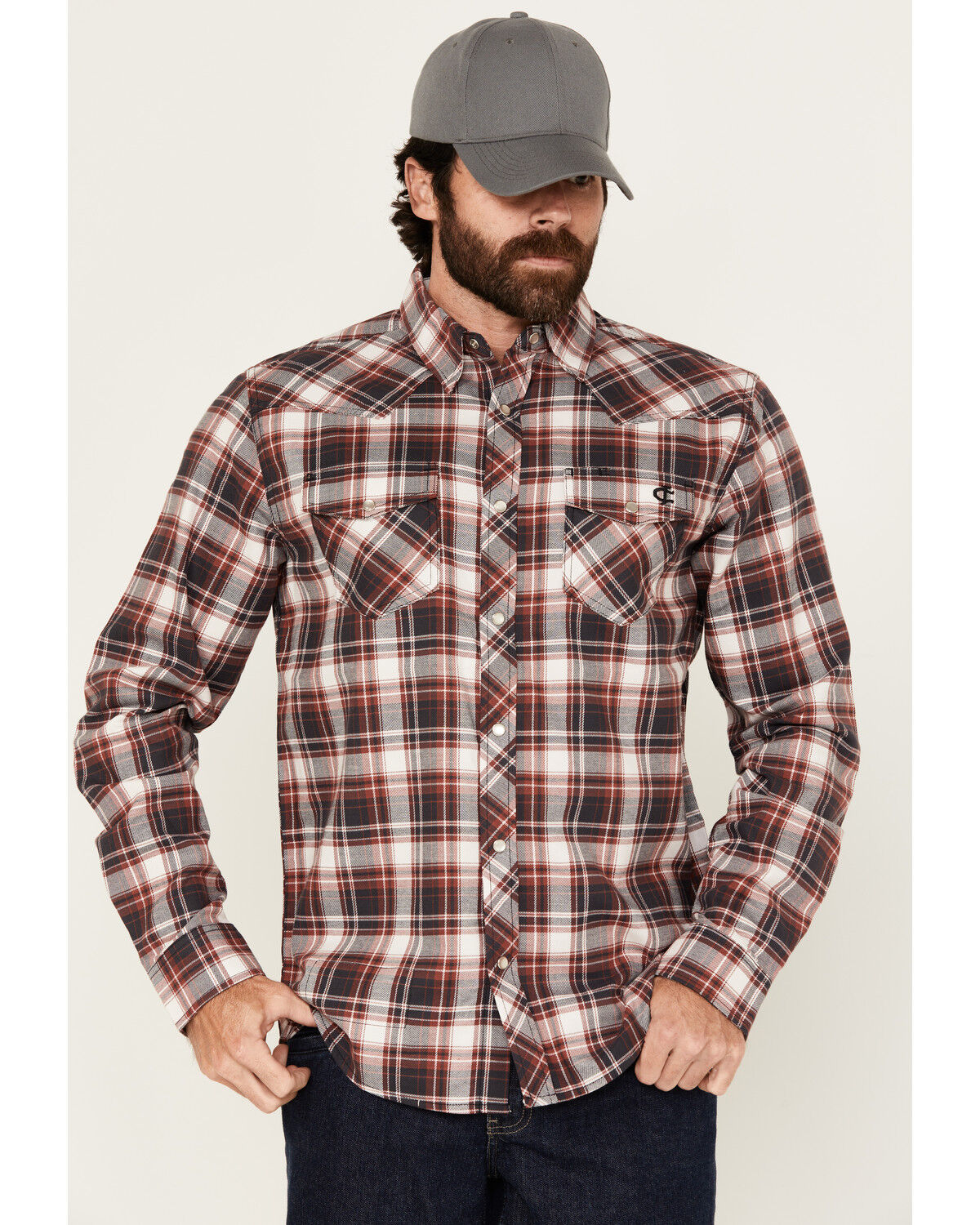 Men's Cody James FR Plaid Print Long Sleeve Snap Work Shirt