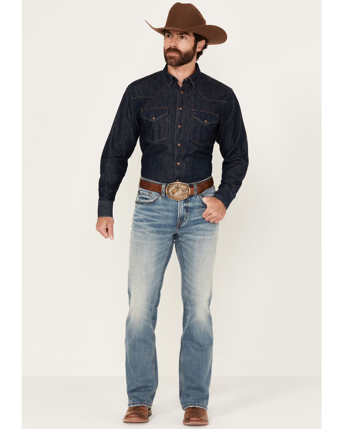 Men's RANK 45 Bodie Medium Wash Slim Bootcut Performance Stretch Deni