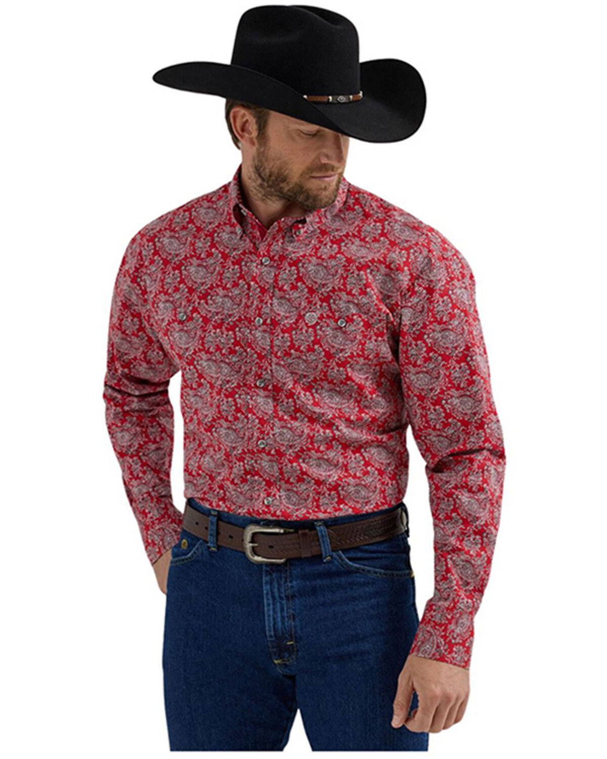 Men's Wrangler George Strait by Paisley Print Long Sleeve Button-Down