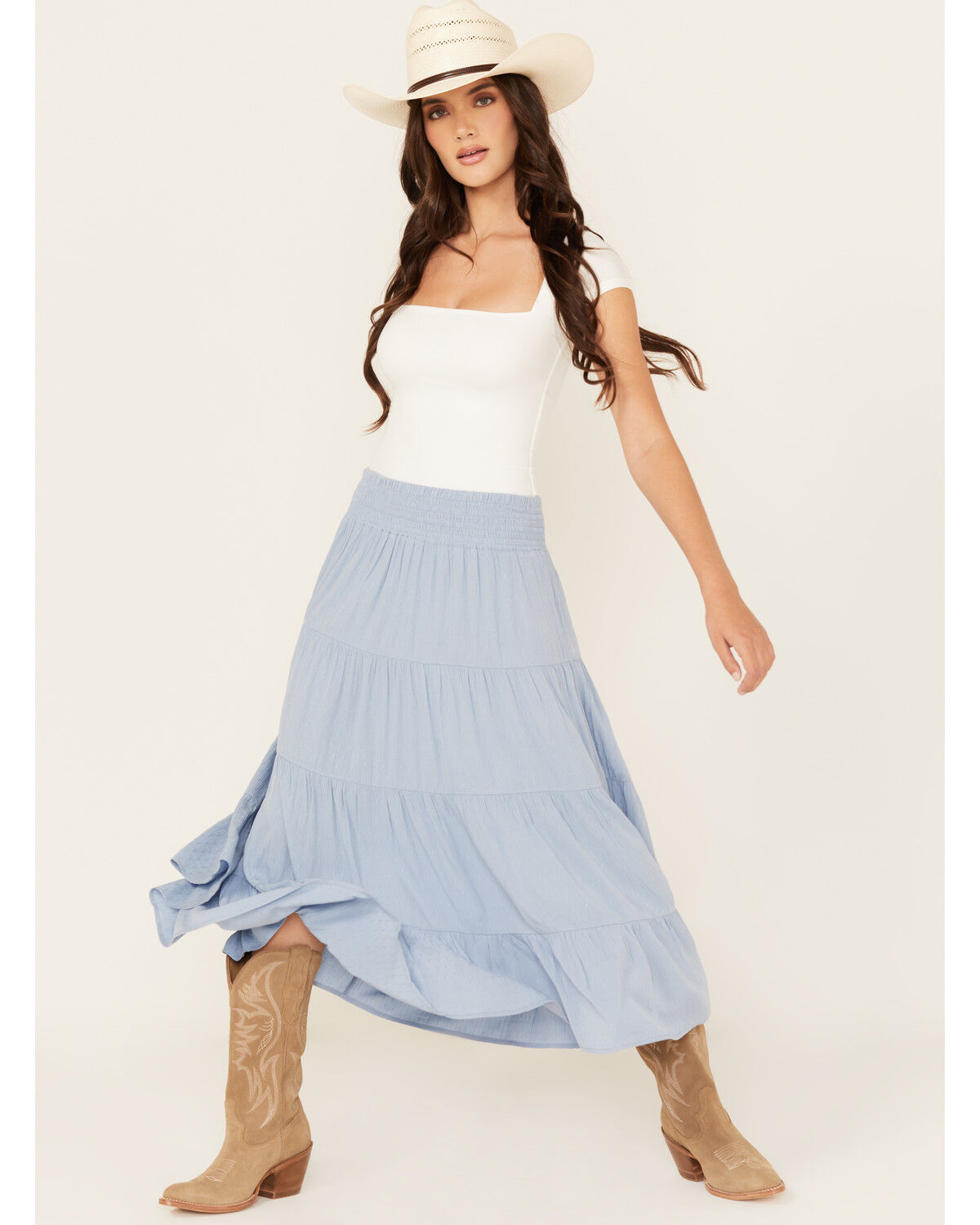 Women's Wild Moss Tiered Midi Skirt