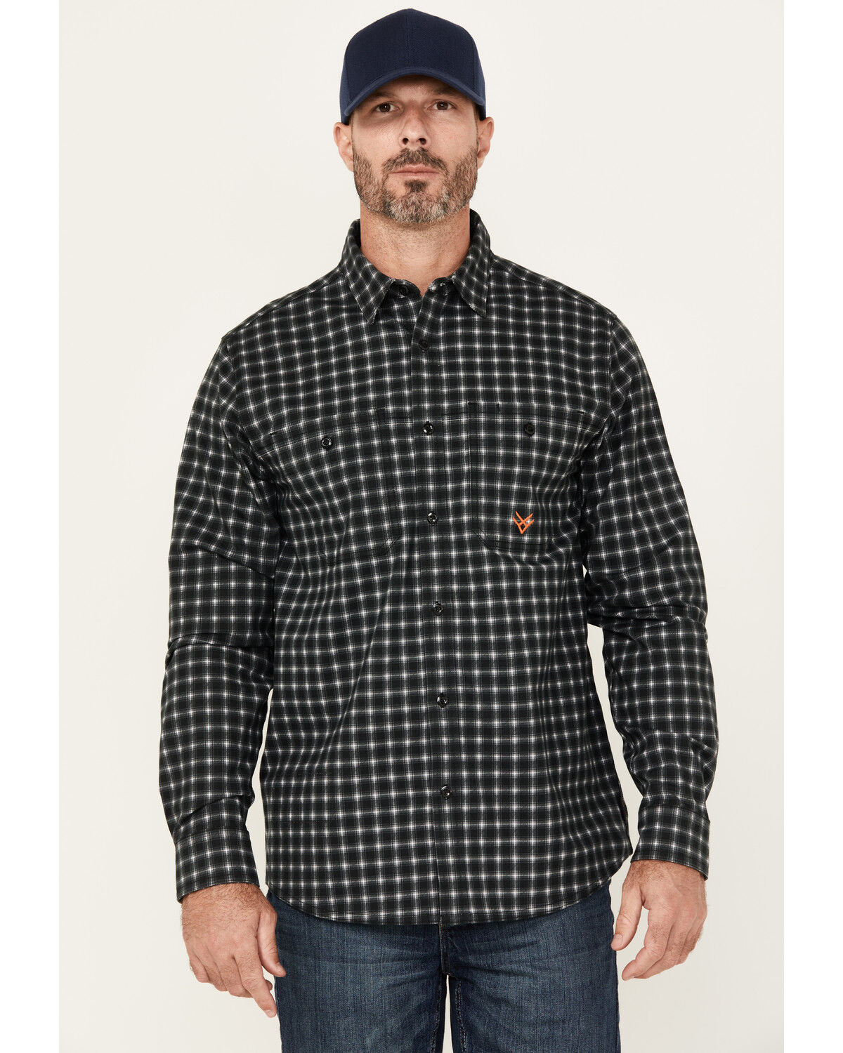 Men's Hawx FR Plaid Print Long Sleeve Button-Down Western Work Shirt