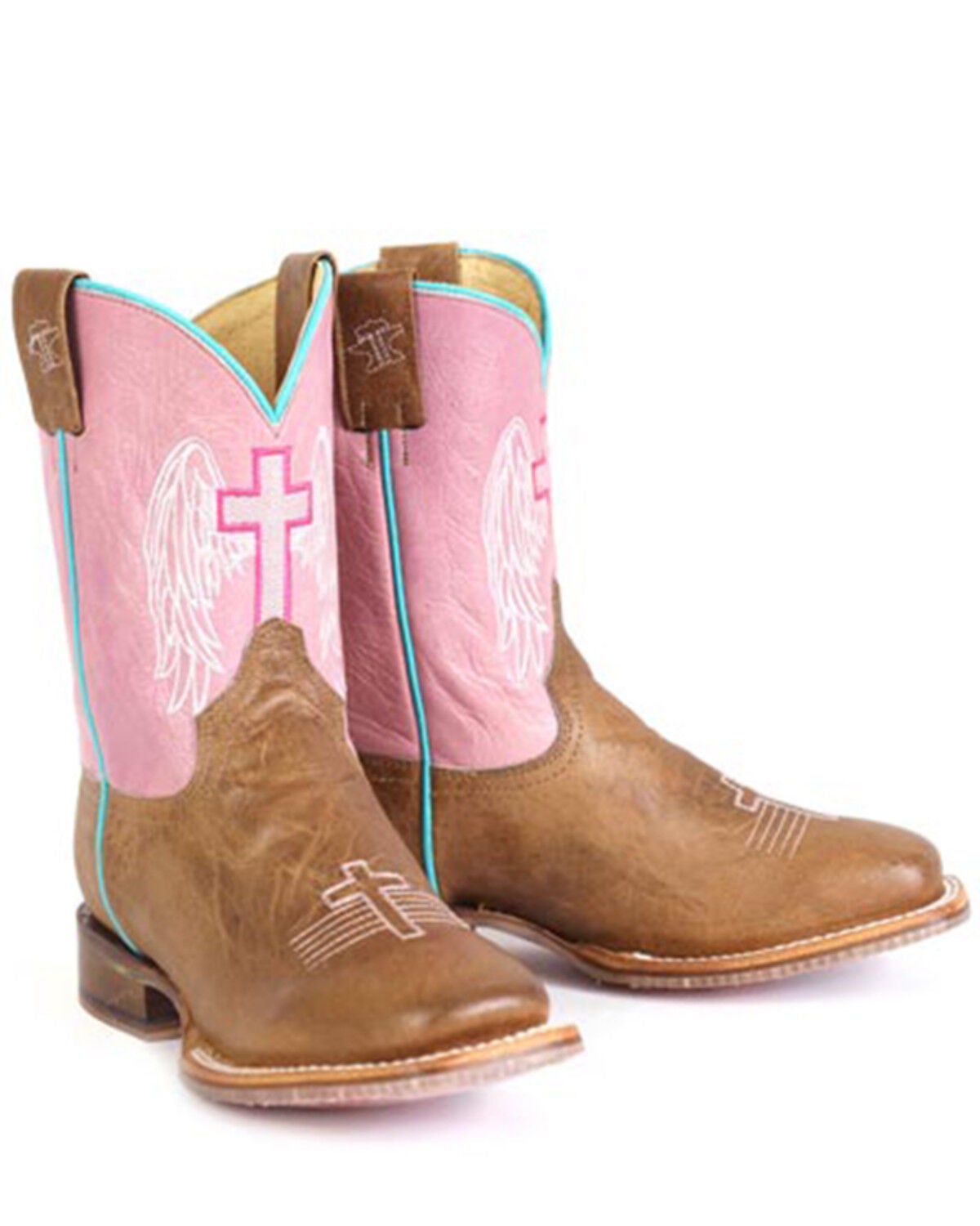 Tin Haul Little Girls Angel Wings Western Boots - Broad Square Toe