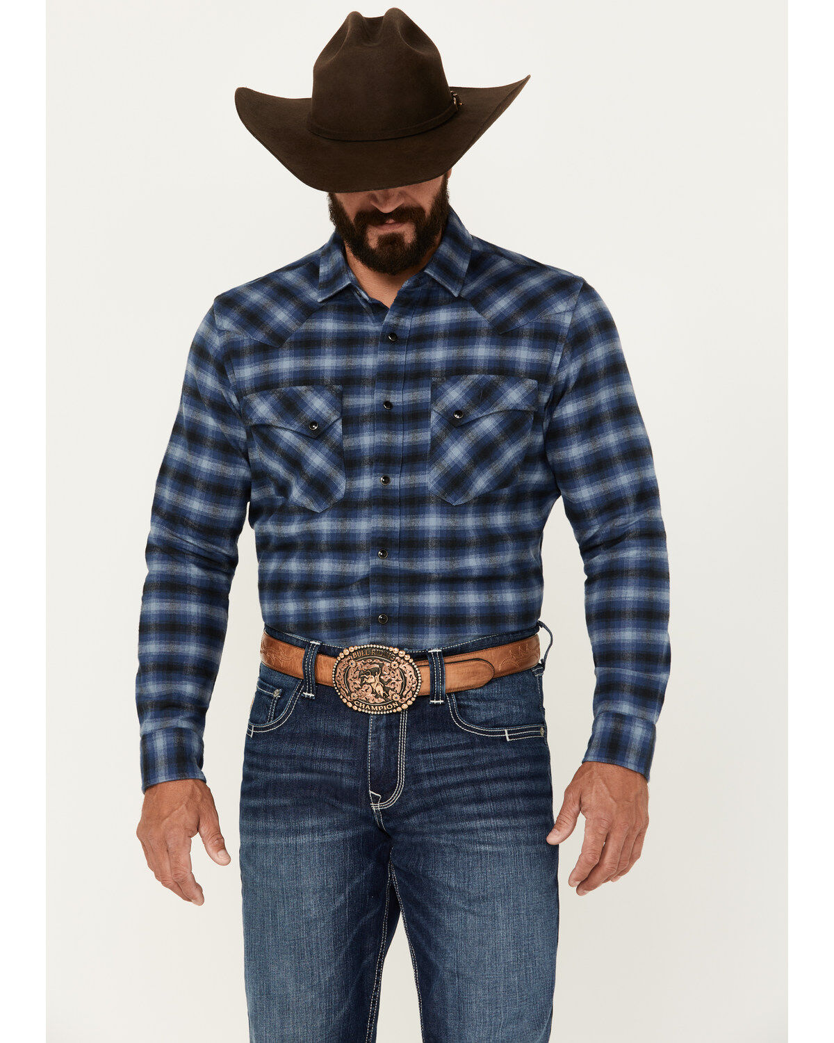 Men's Pendleton Wyatt Plaid Print Long Sleeve Snap Western Shirt