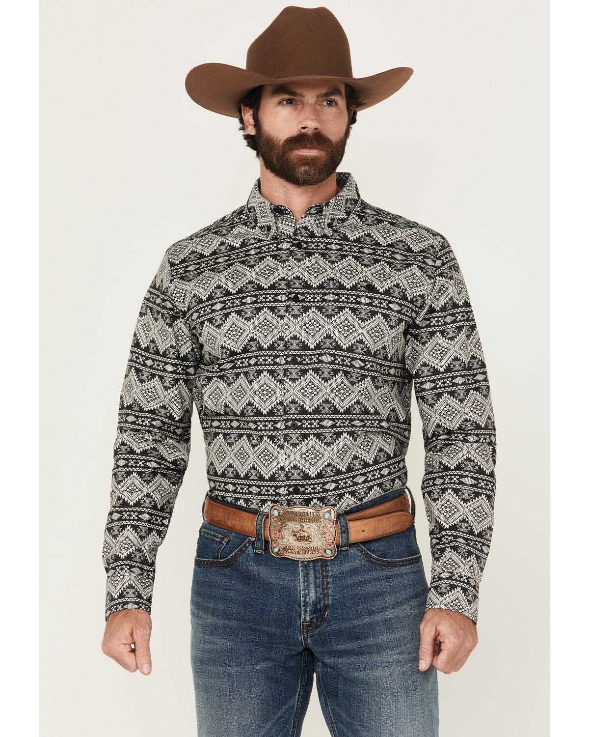 Men's RANK 45 Blaze Southwestern Striped Long Sleeve Button-Down Stre