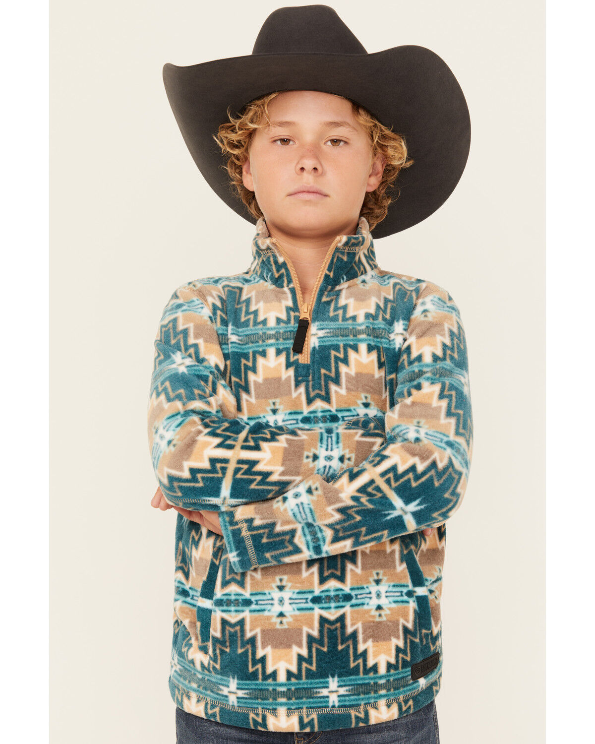 Boys' Rock & Roll Denim Southwestern Print Fleece Pullover