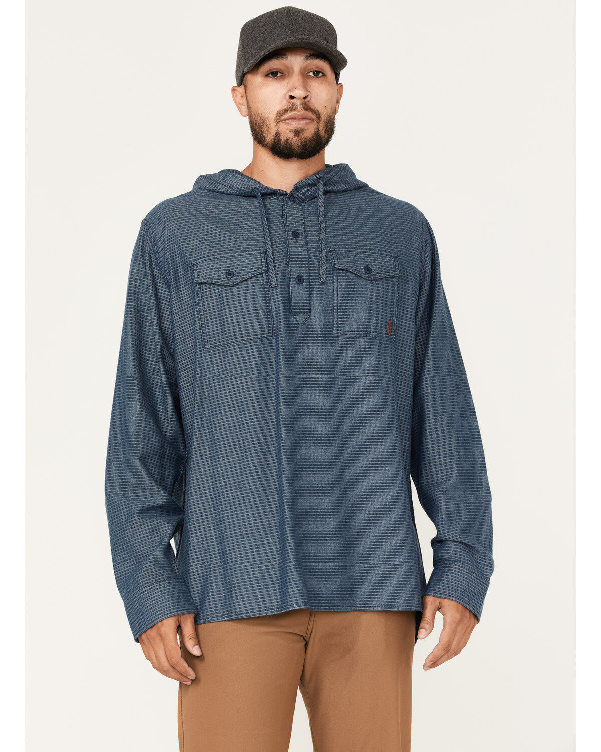 Men's Brothers and Sons Striped Pullover Hooded Long Sleeve Western Fl