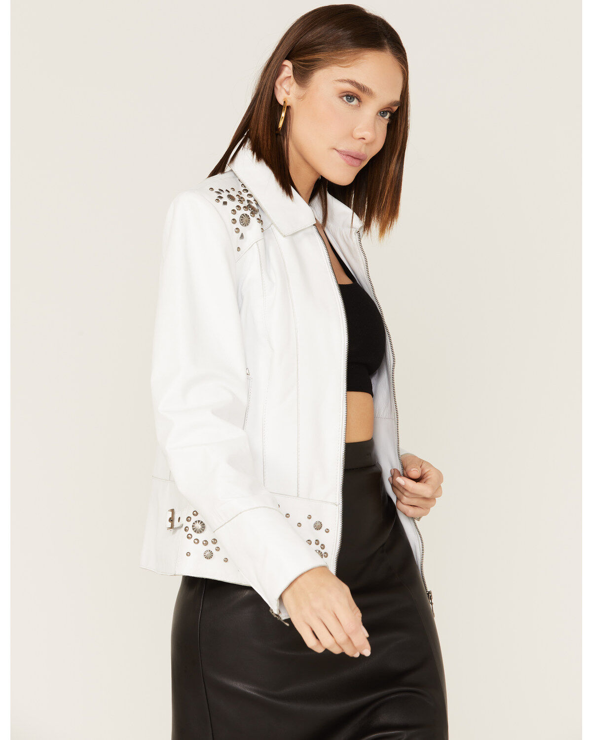 Women's Sidran Studded Moto Leather Jacket
