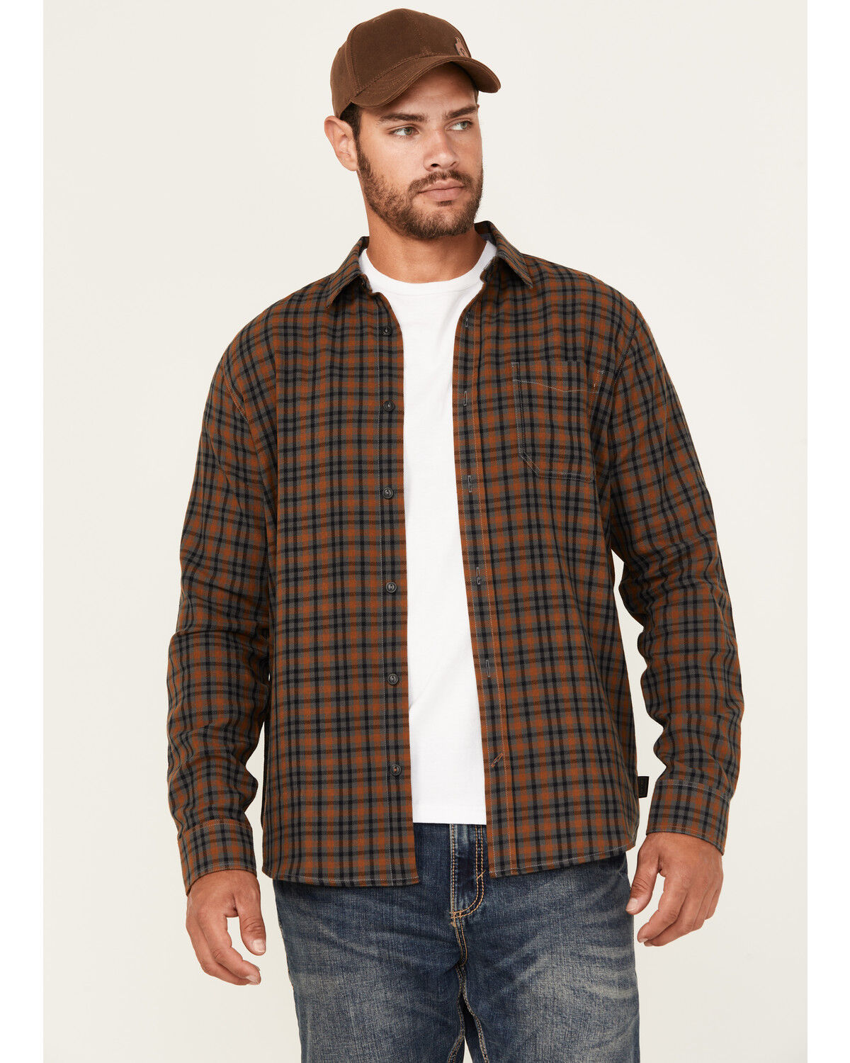 Men's Brothers and Sons Westley Plaid Print Button-Down Western Shirt