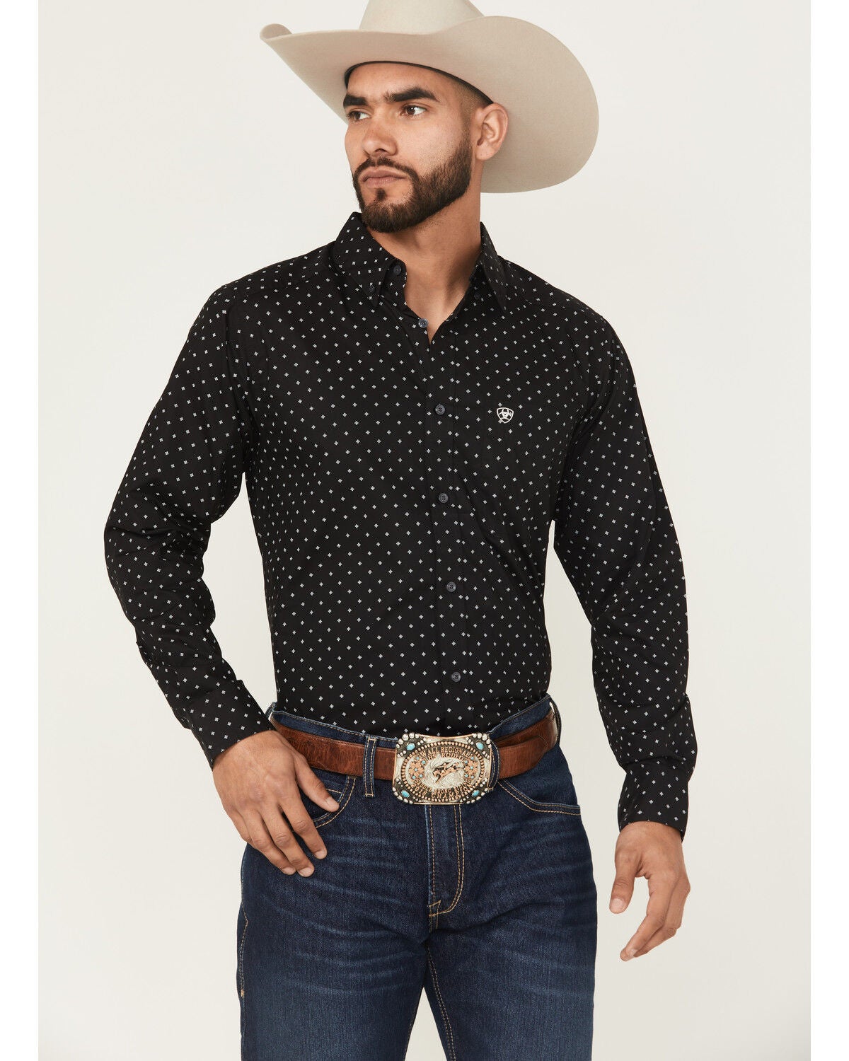 Men's Ariat Seymour Geo Print Long Sleeve Button-Down Western Shirt