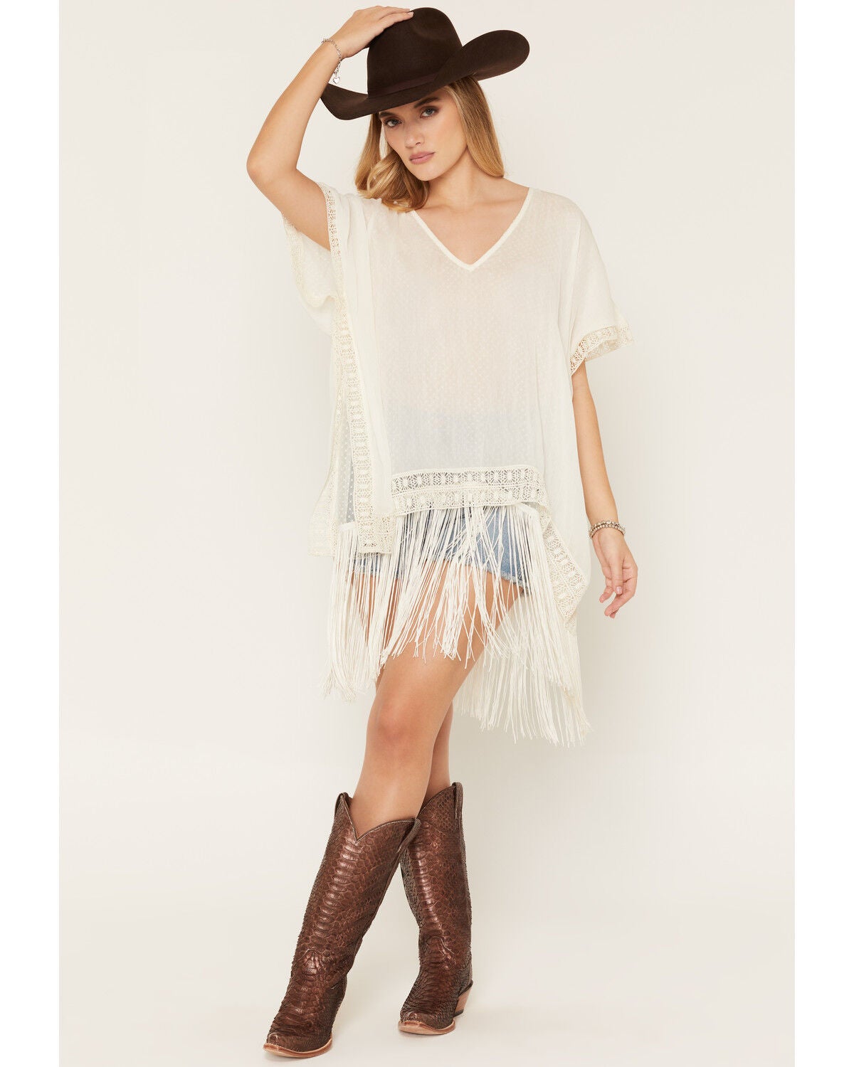 Women's Shyanne Fringe Lace Pullover Kimono