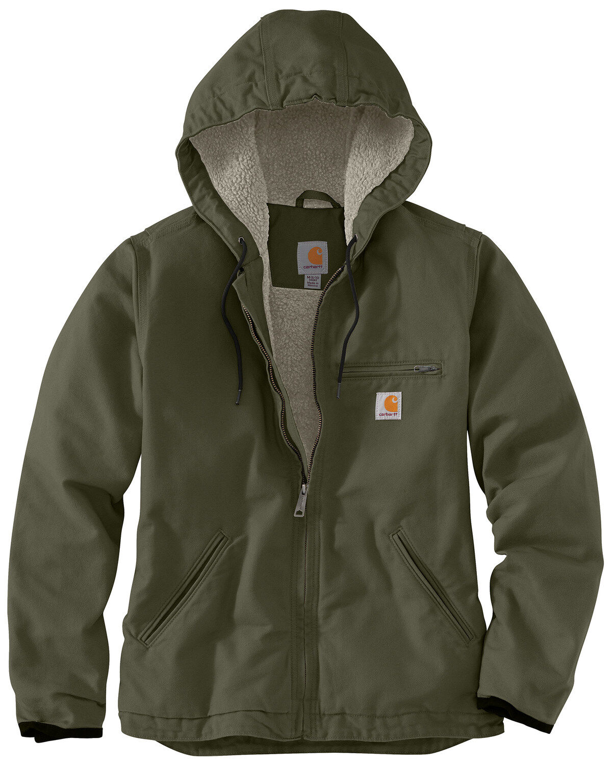Women's Carhartt Heather Basil Washed Duck Sherpa-Lined Zip-Front Hood
