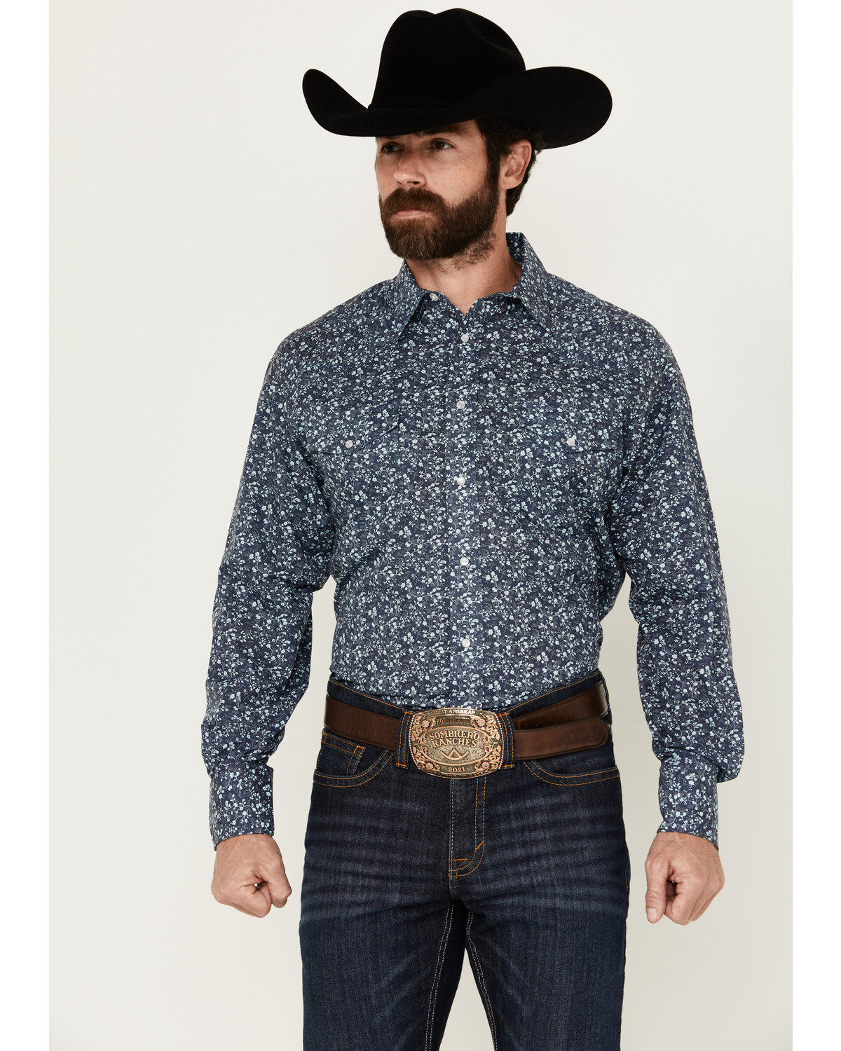Men's Roper Floral Print Long Sleeve Pearl Snap Western Shirt