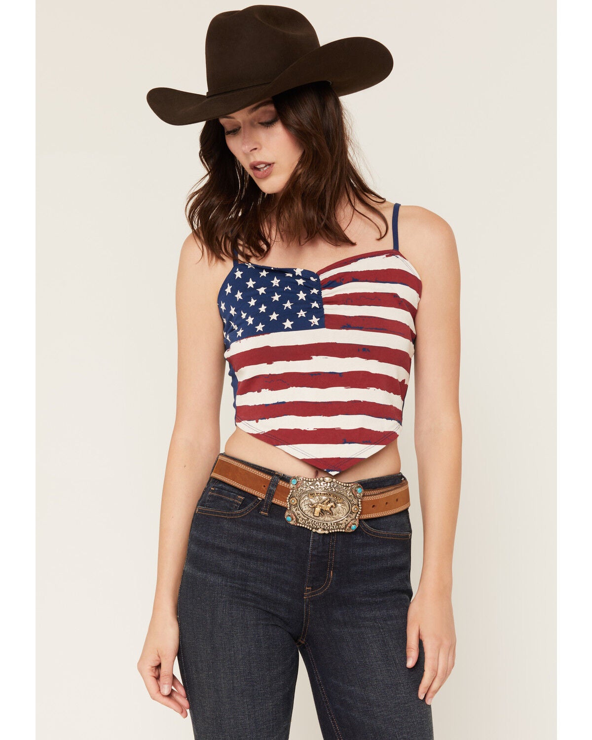 Women's Shyanne Stars And Stripes Sleeveless Cropped Tank Top