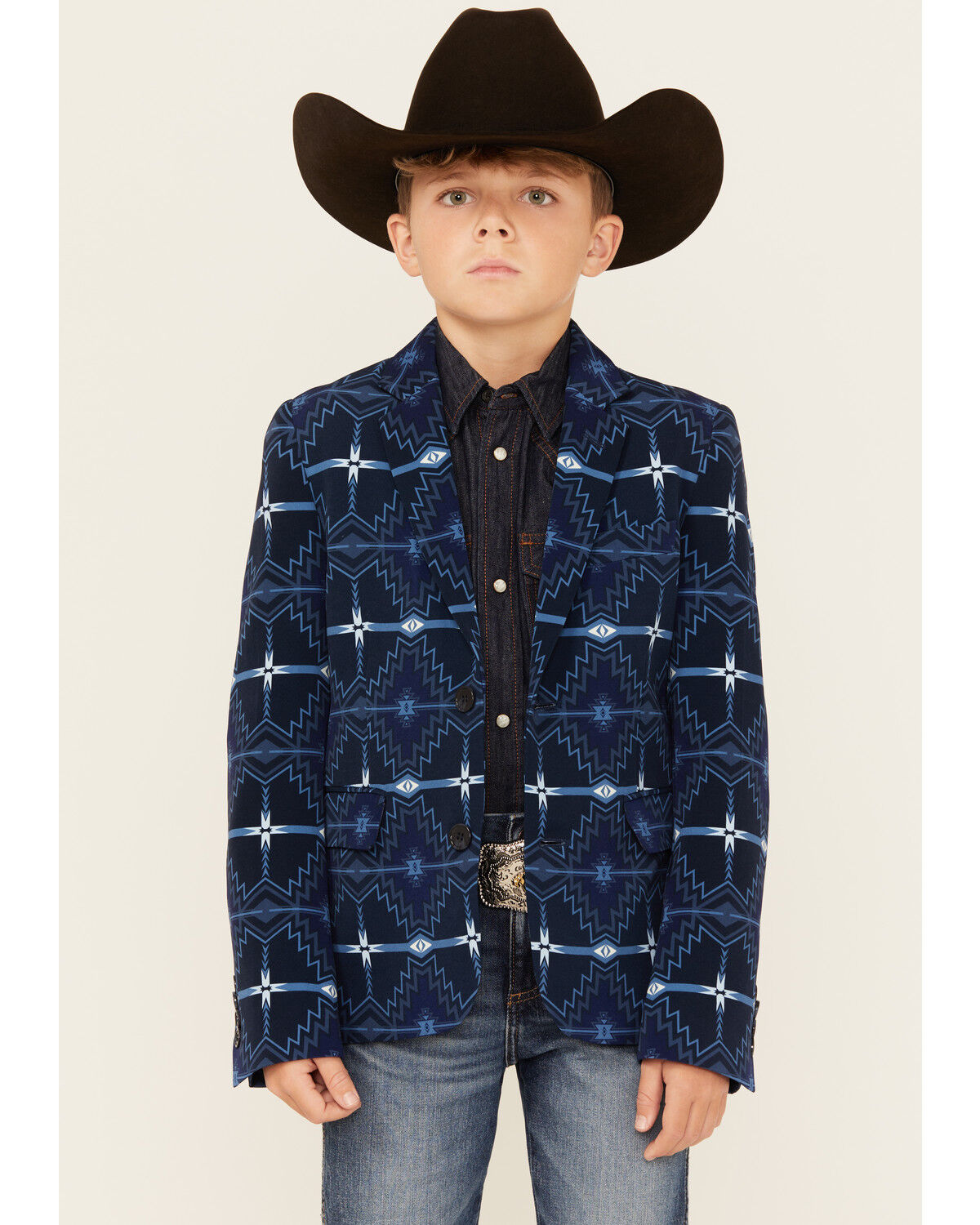 Boys' Rock & Roll Denim Southwestern Print Blazer