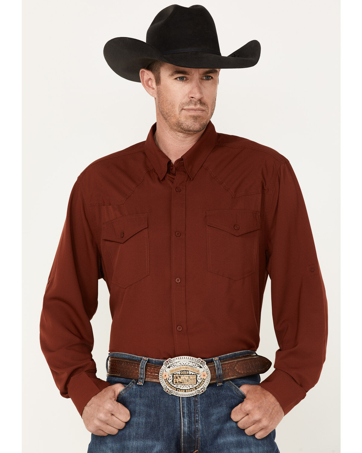 Men's RANK 45 Roughie Performance Long Sleeve Western Button-Down Shi