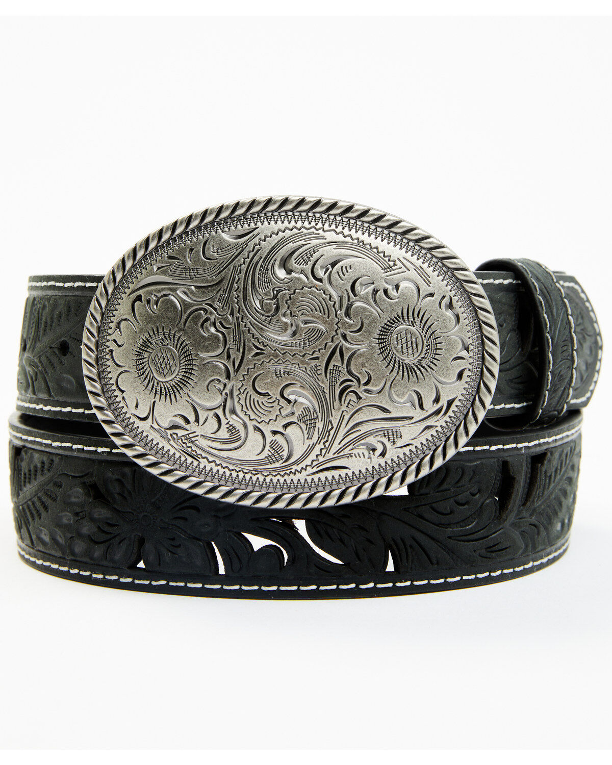 Women's Shyanne Oval Scroll Buckle Tooled Cut Out Belt