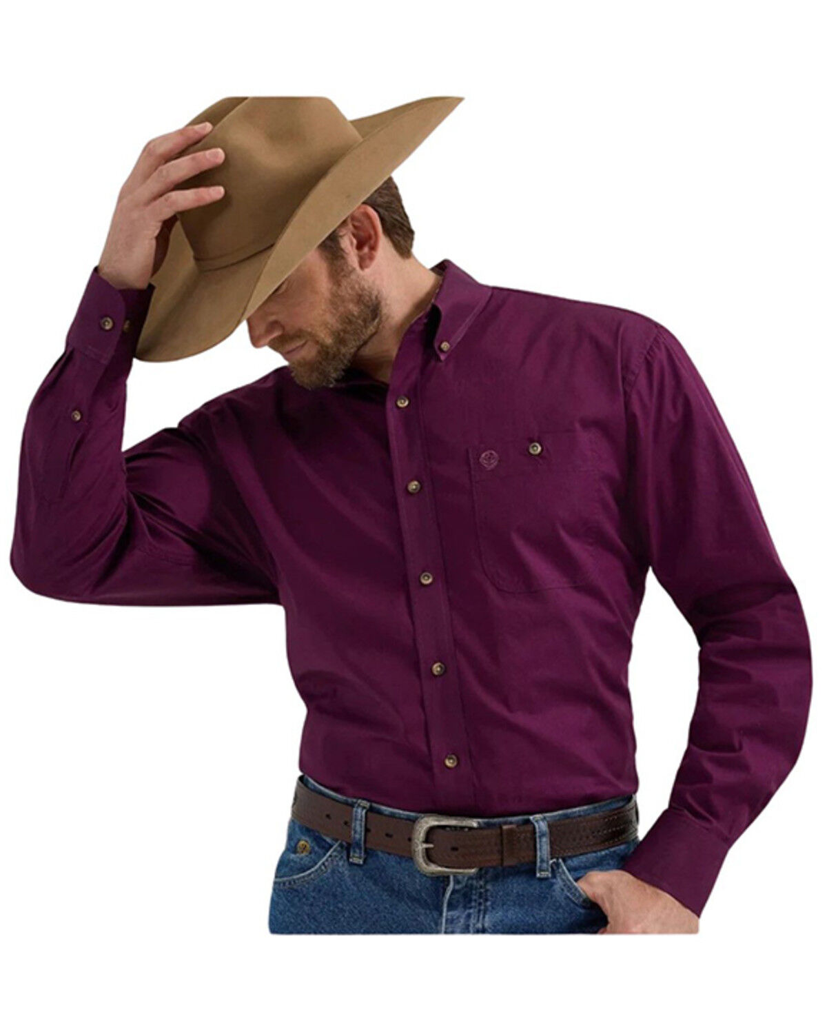 Men's Wrangler George Strait by Solid Long Sleeve Button-Down Stretch