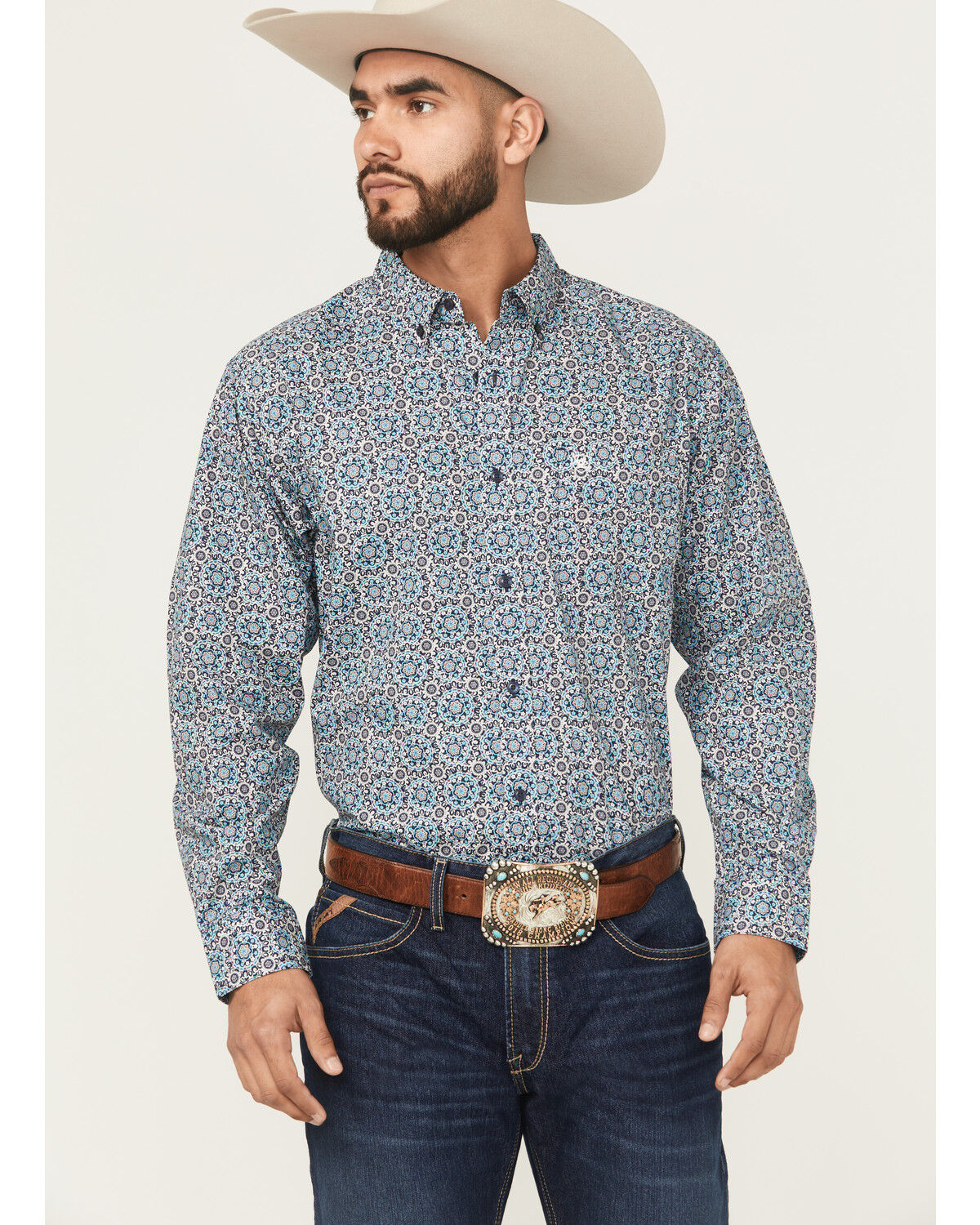 Men's Ariat Santiago Floral Print Long Sleeve Button-Down Western Shir
