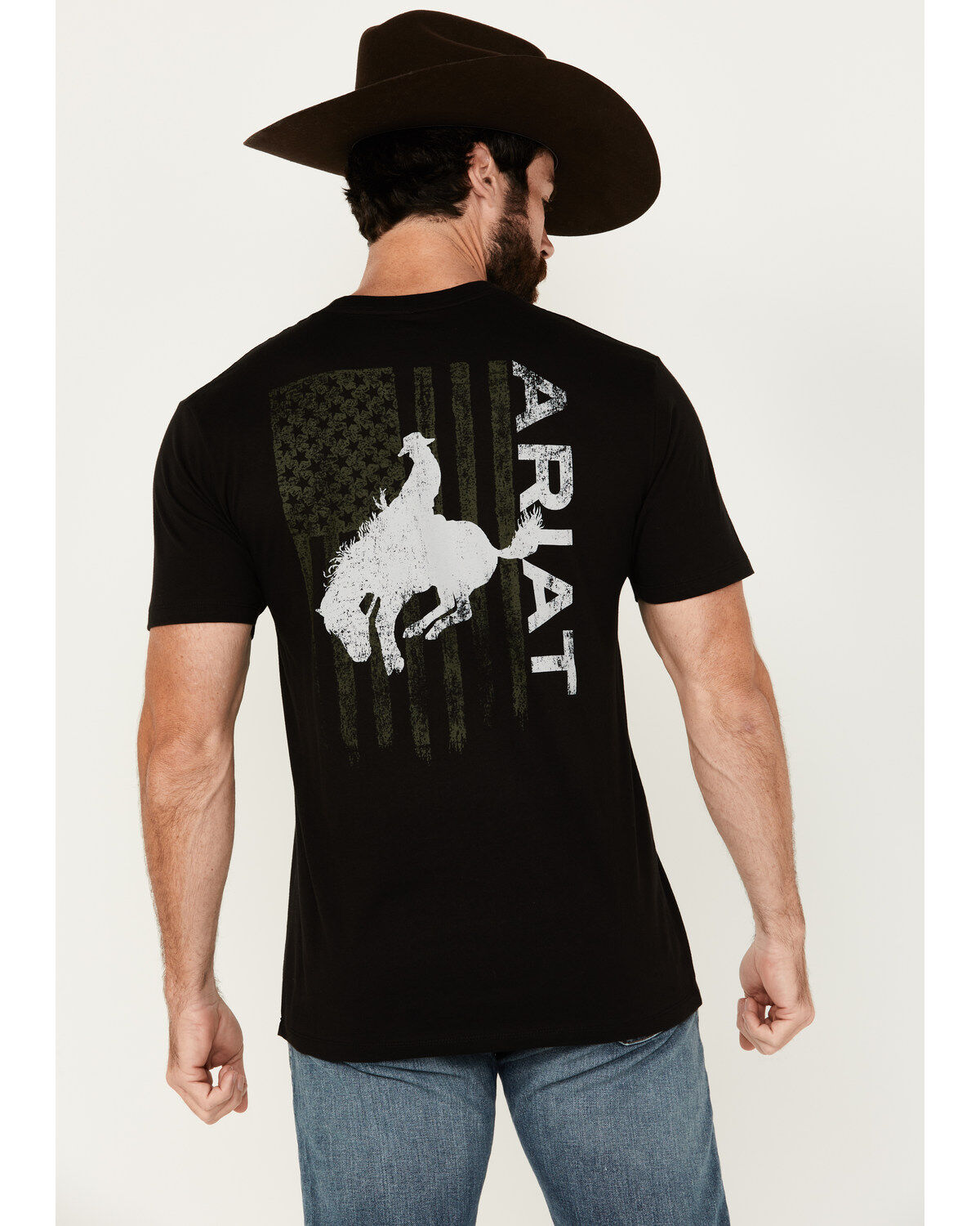 Men's Ariat Boot Barn Exclusive Bronco Flag Short Sleeve Graphic T-Shi