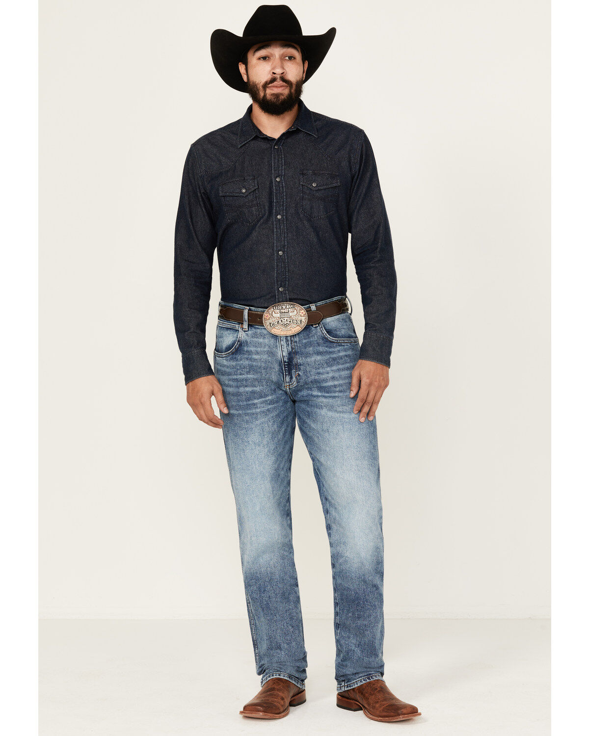 Men's Wrangler Retro Medium Wash Applewood Slim Straight Stretch Denim