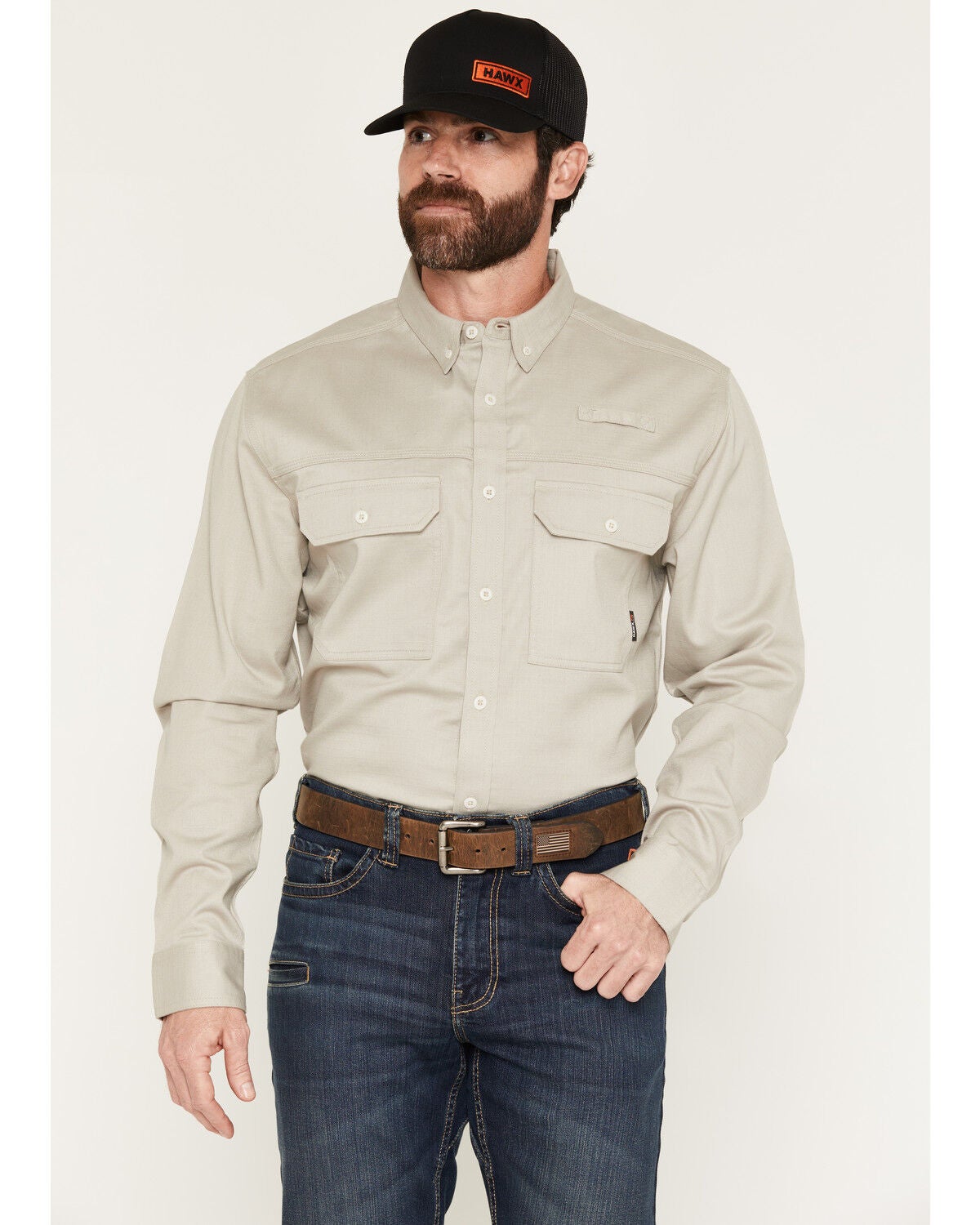 Men's Hawx FR Langdon Solid Long Sleeve Button-Down Work Shirt