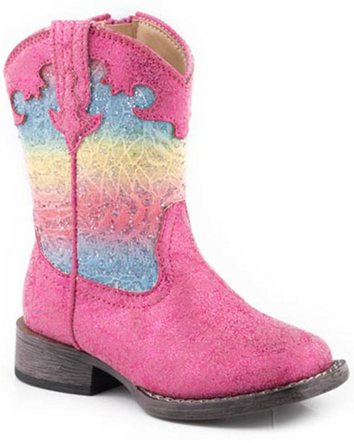 Girls' Roper Toddler Glitter Lace Western Boots - Broad Square Toe