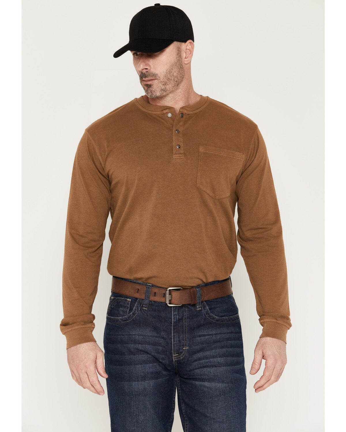 Men's Cody James FR Roughneck Solid Long Sleeve Snap Henley Work Shirt