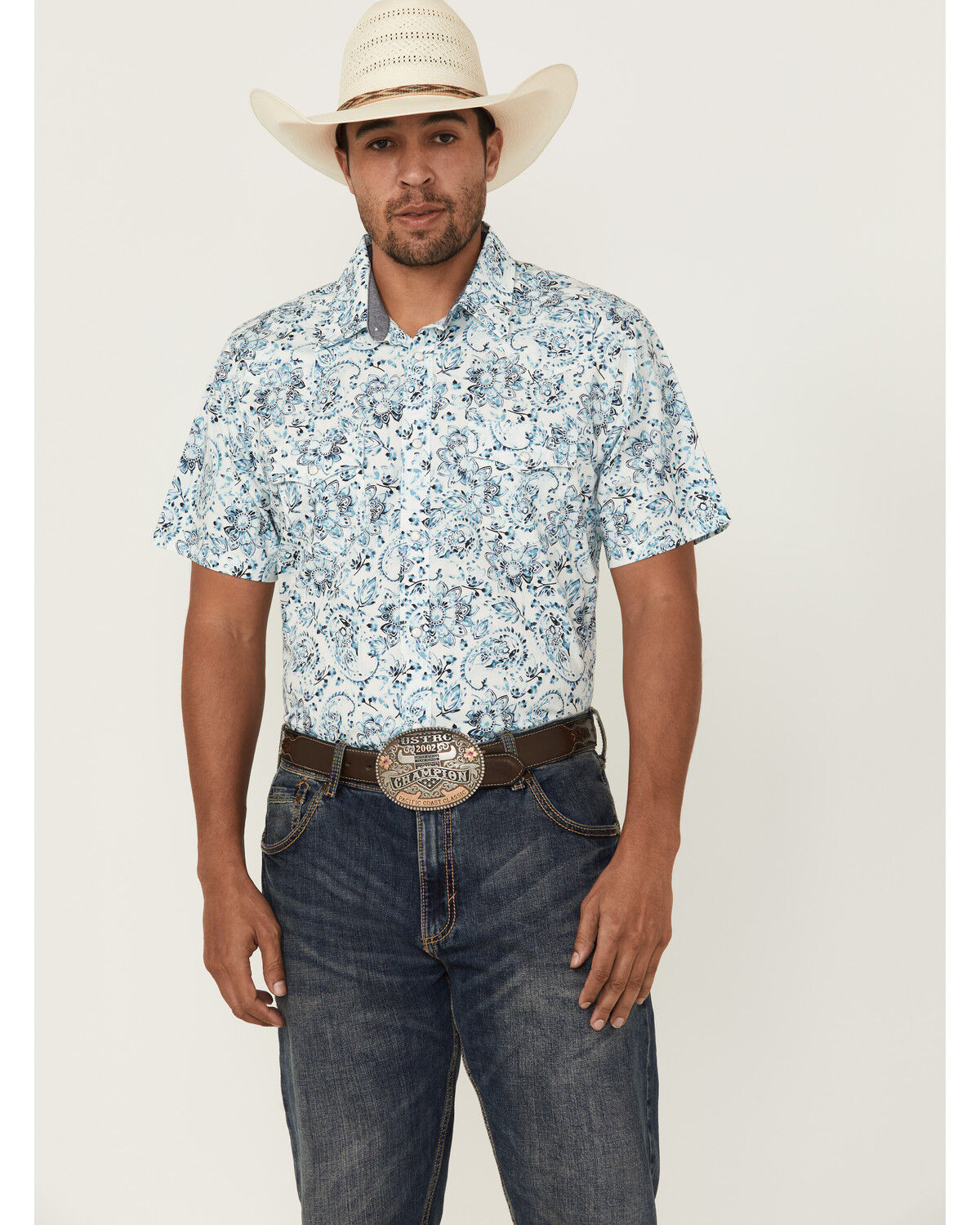 Men's Cody James Frontier Threads Floral Paisley Print Short Sleeve Sn