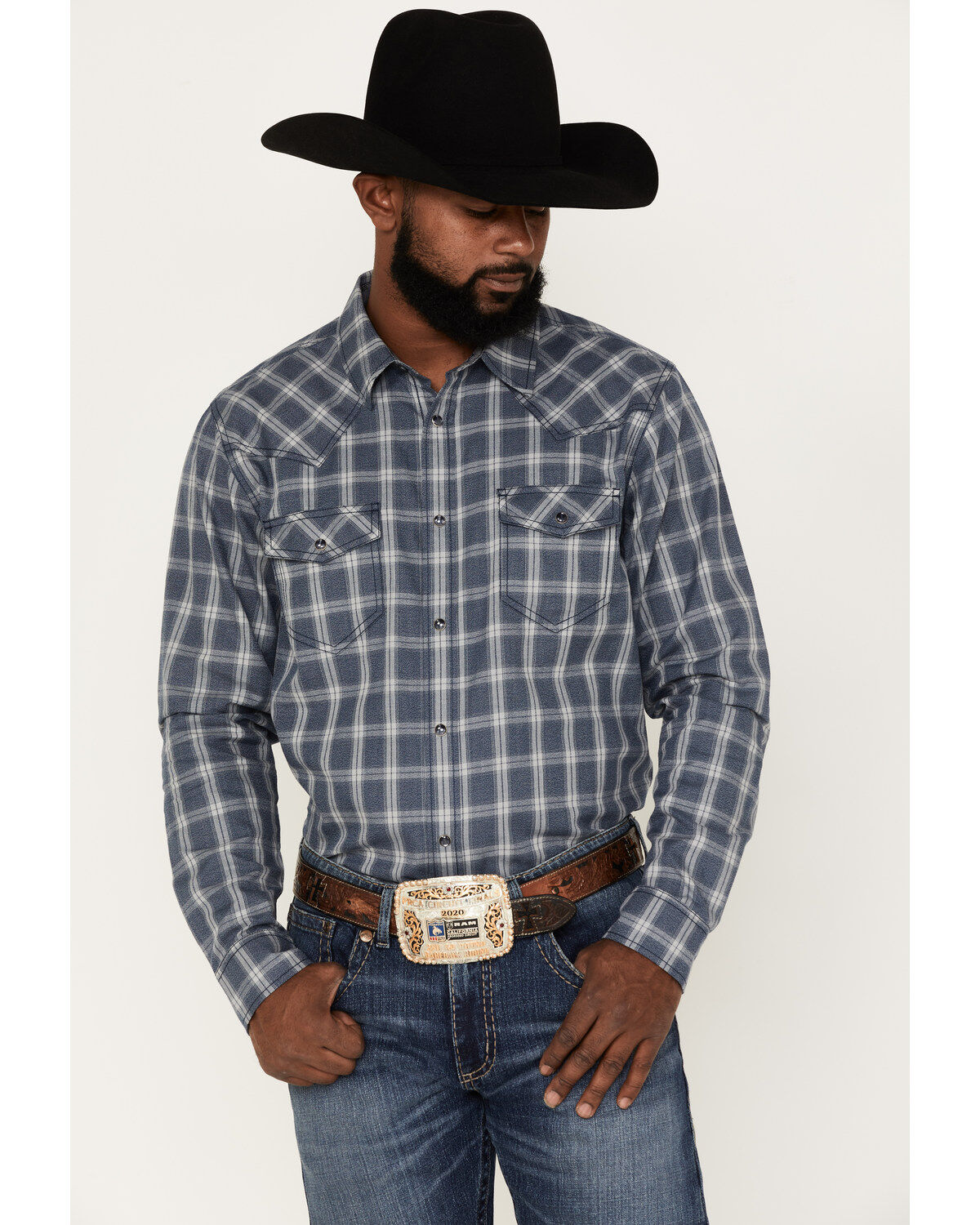 Men's Cody James Lingo Plaid Print Long Sleeve Snap Western Shirt