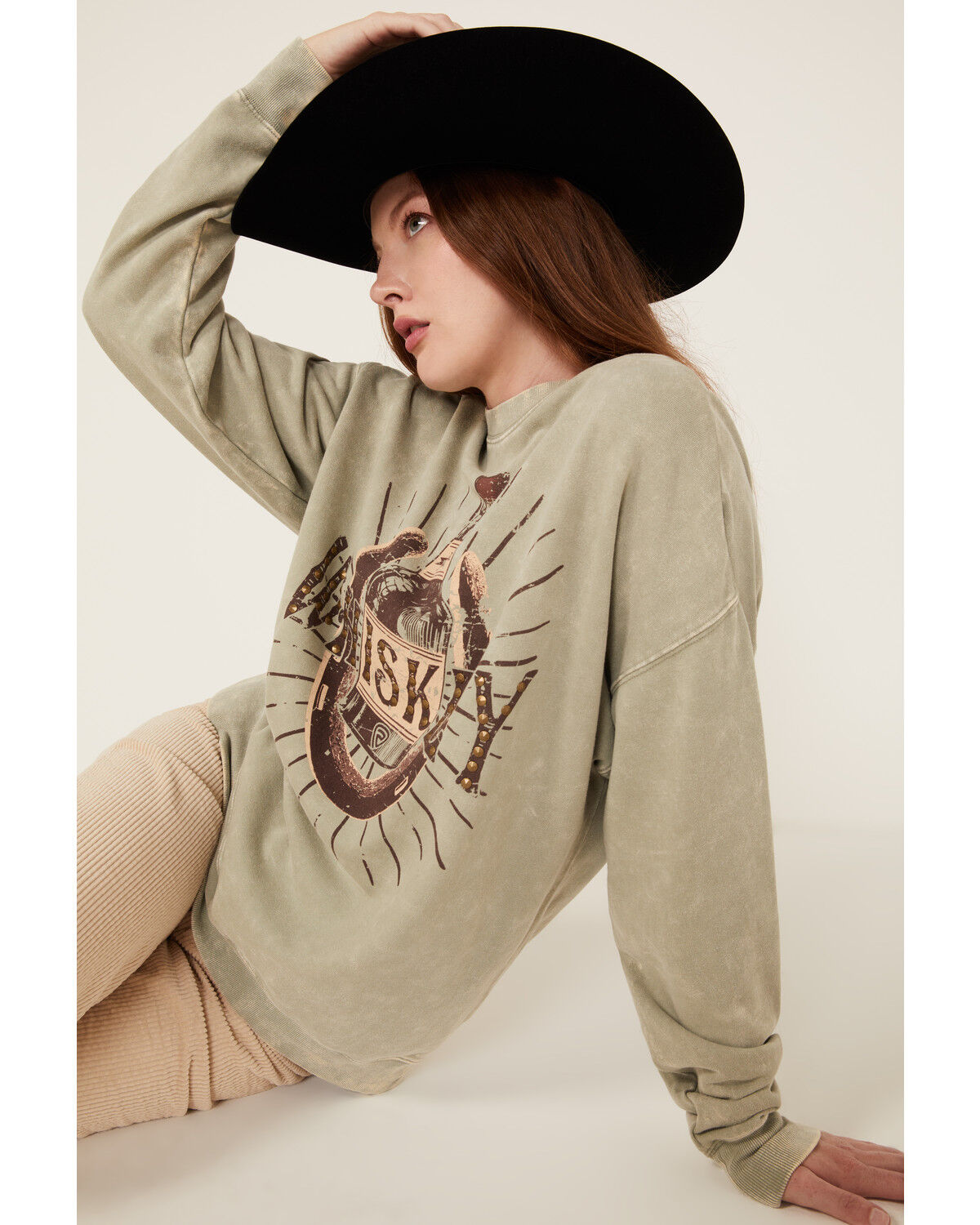 Women's Rock & Roll Denim Whiskey Graphic Sweatshirt
