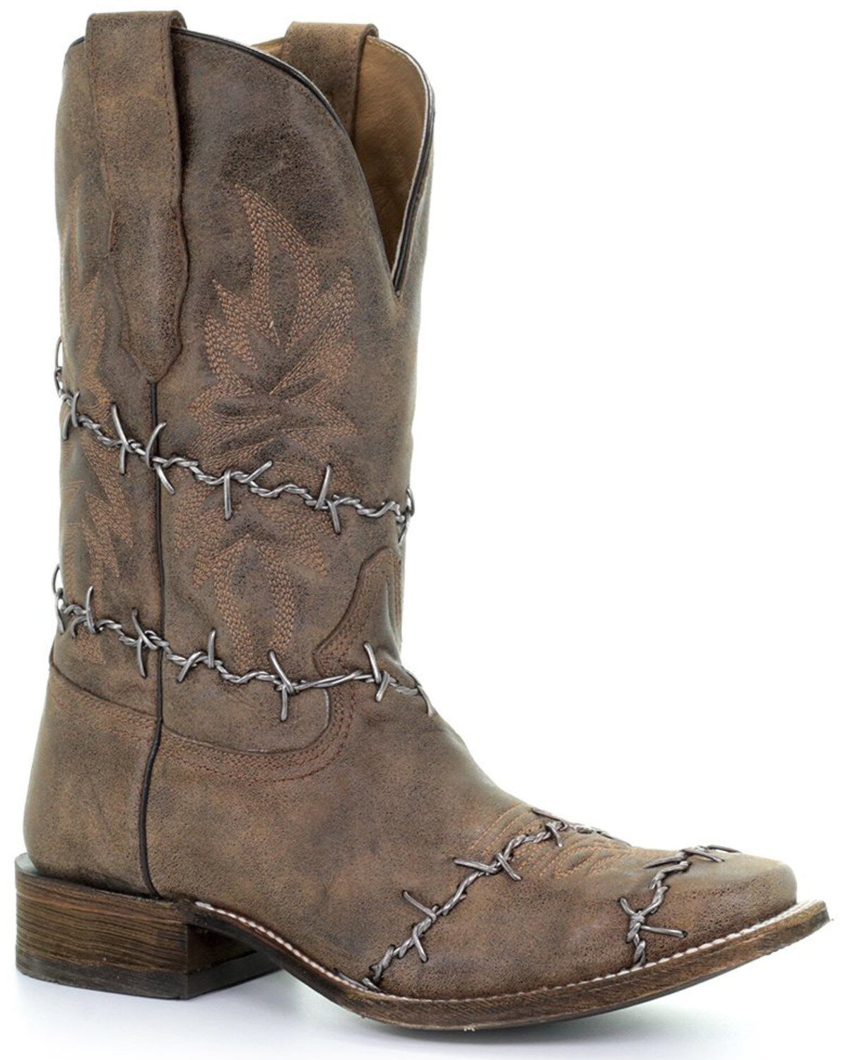 Men's Corral Barbed Wire Western Boots - Broad Square Toe