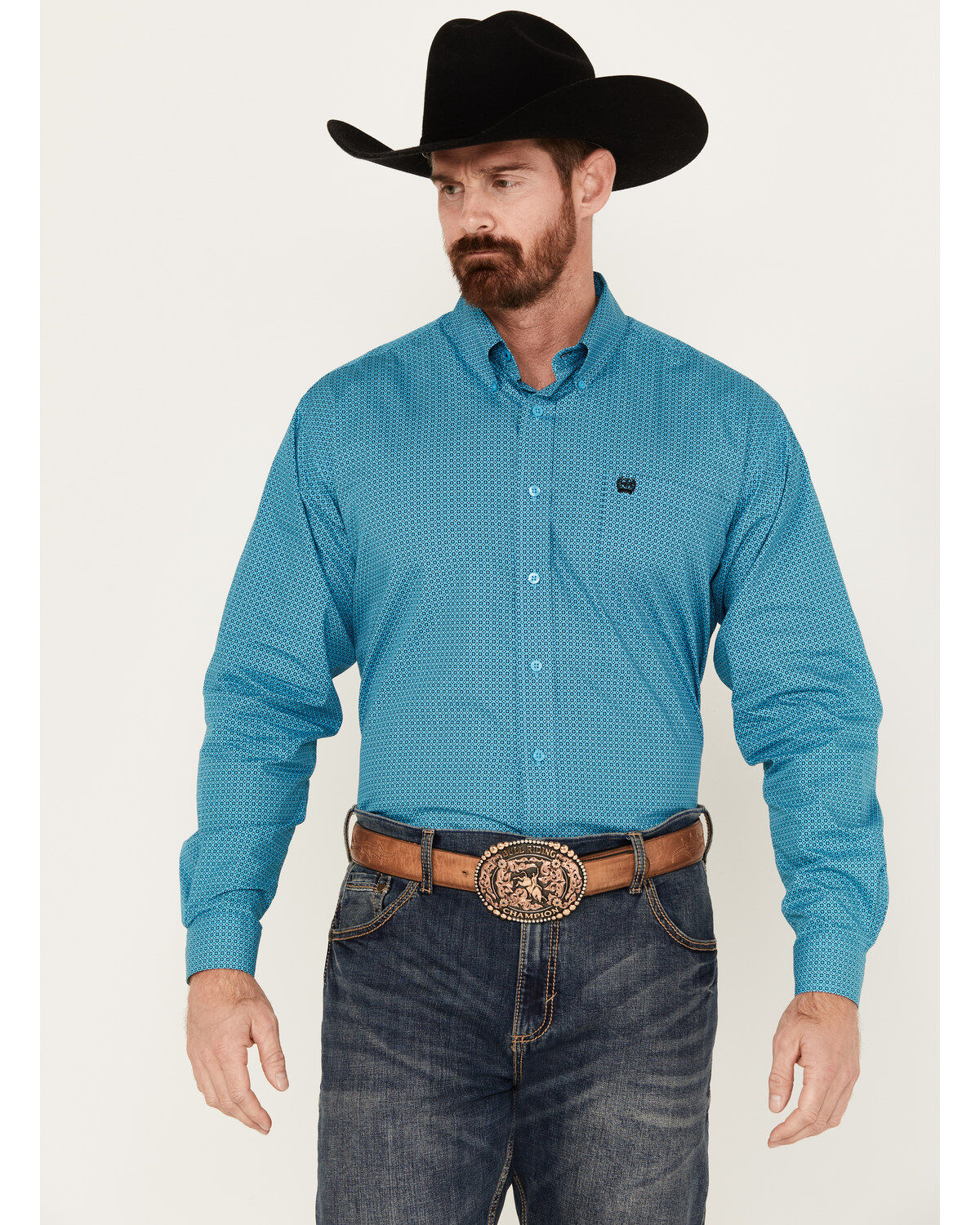 Men's Cinch Geo Print Long Sleeve Button-Down Western Shirt