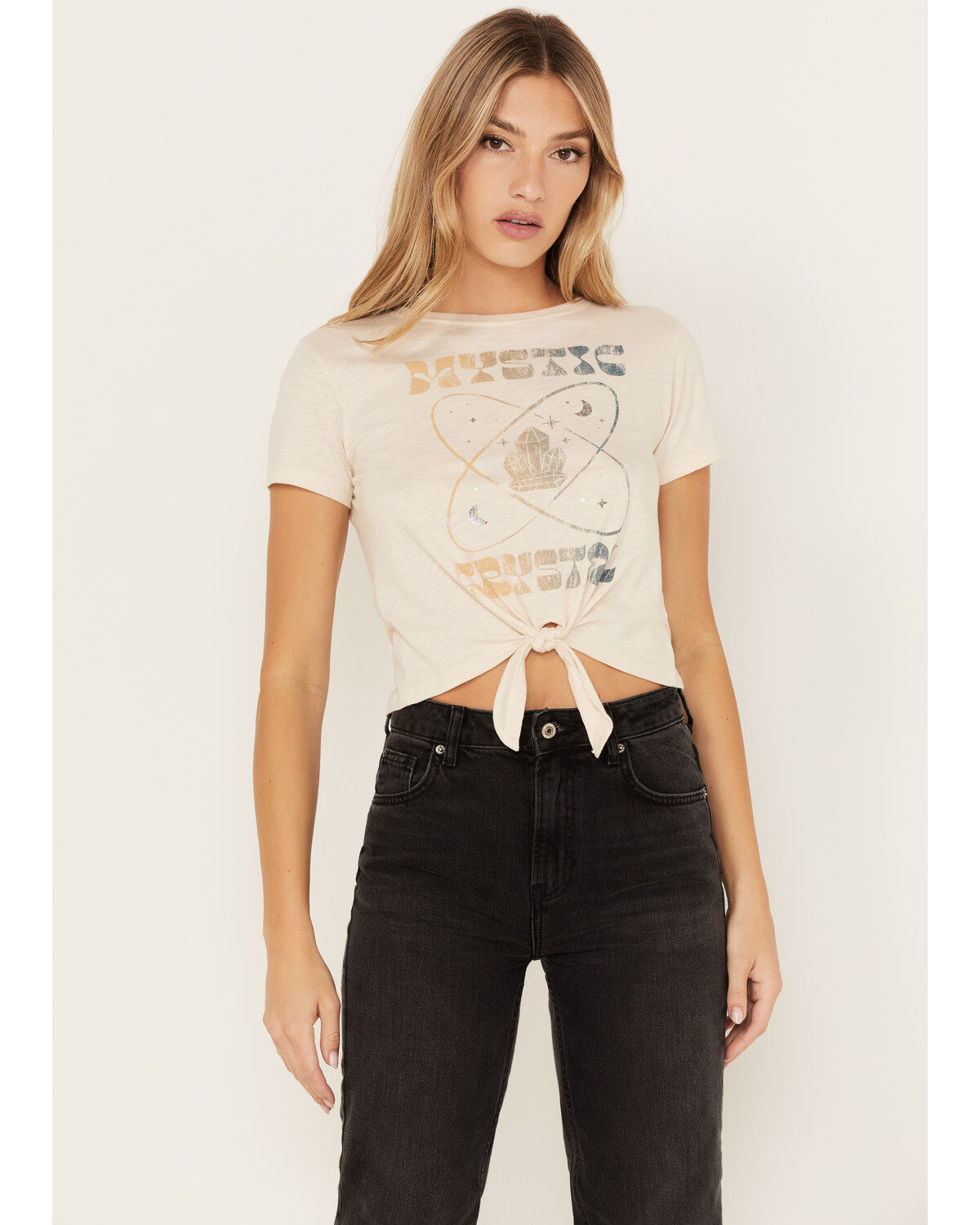 Women's Shyanne Mystic Crystal Tie Front Graphic Tee