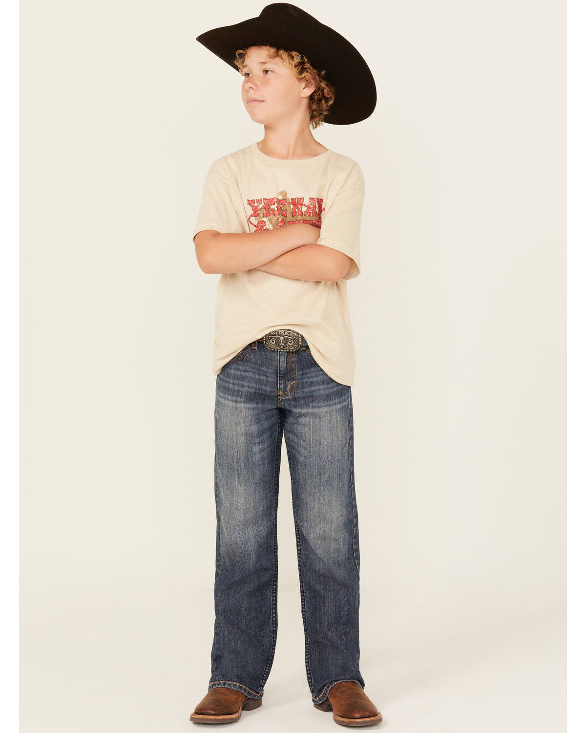 Boys' Cody James Little Wolfstooth Relaxed Bootcut Stretch Denim Jeans