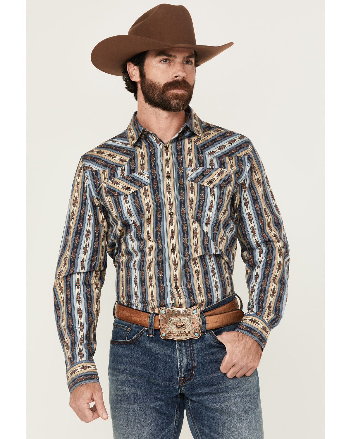 Men's Gibson Trading Co Sand Stone Wallpaper Striped Long Sleeve Snap