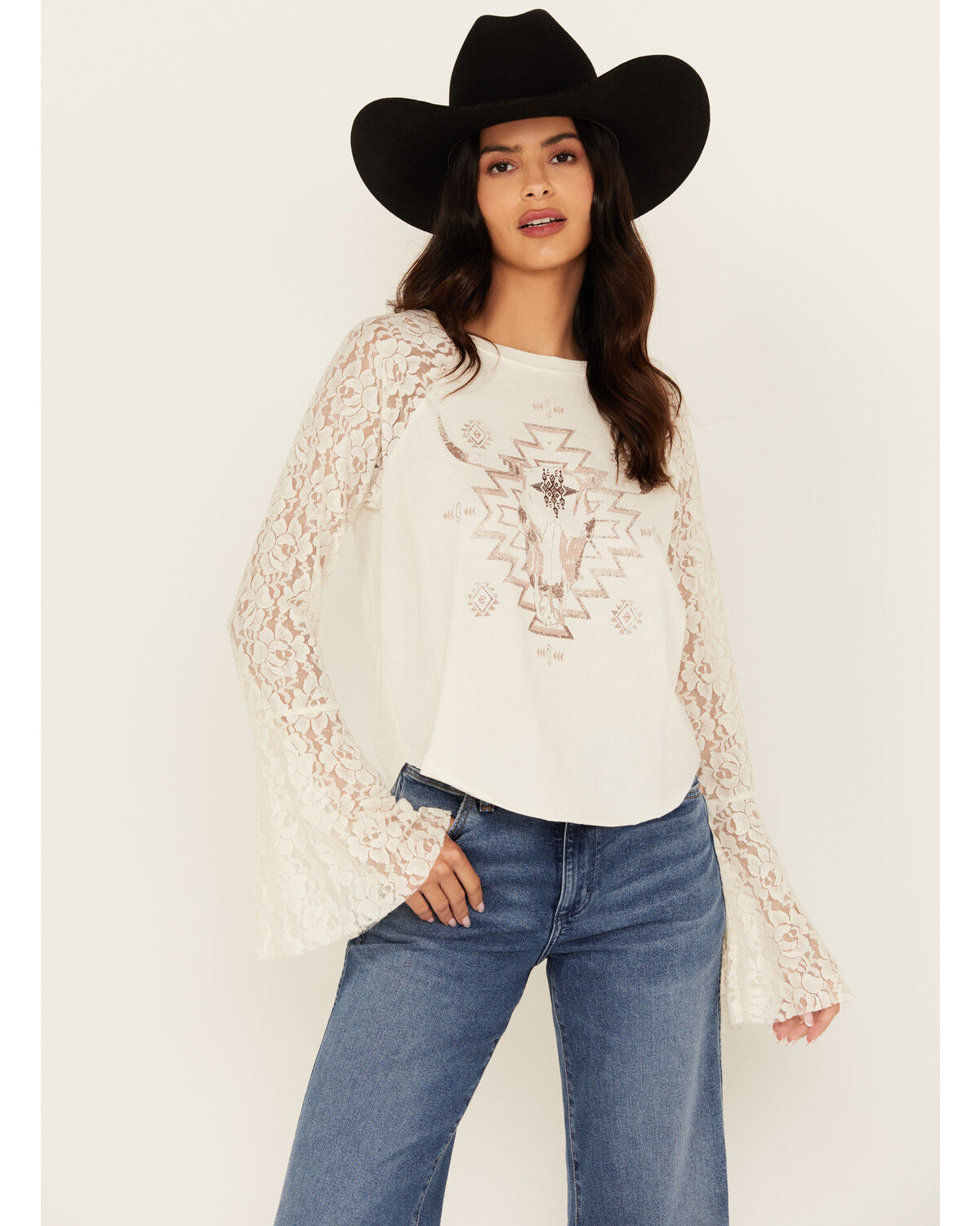 Women's Shyanne Steer Lace Long Sleeve Graphic Tee