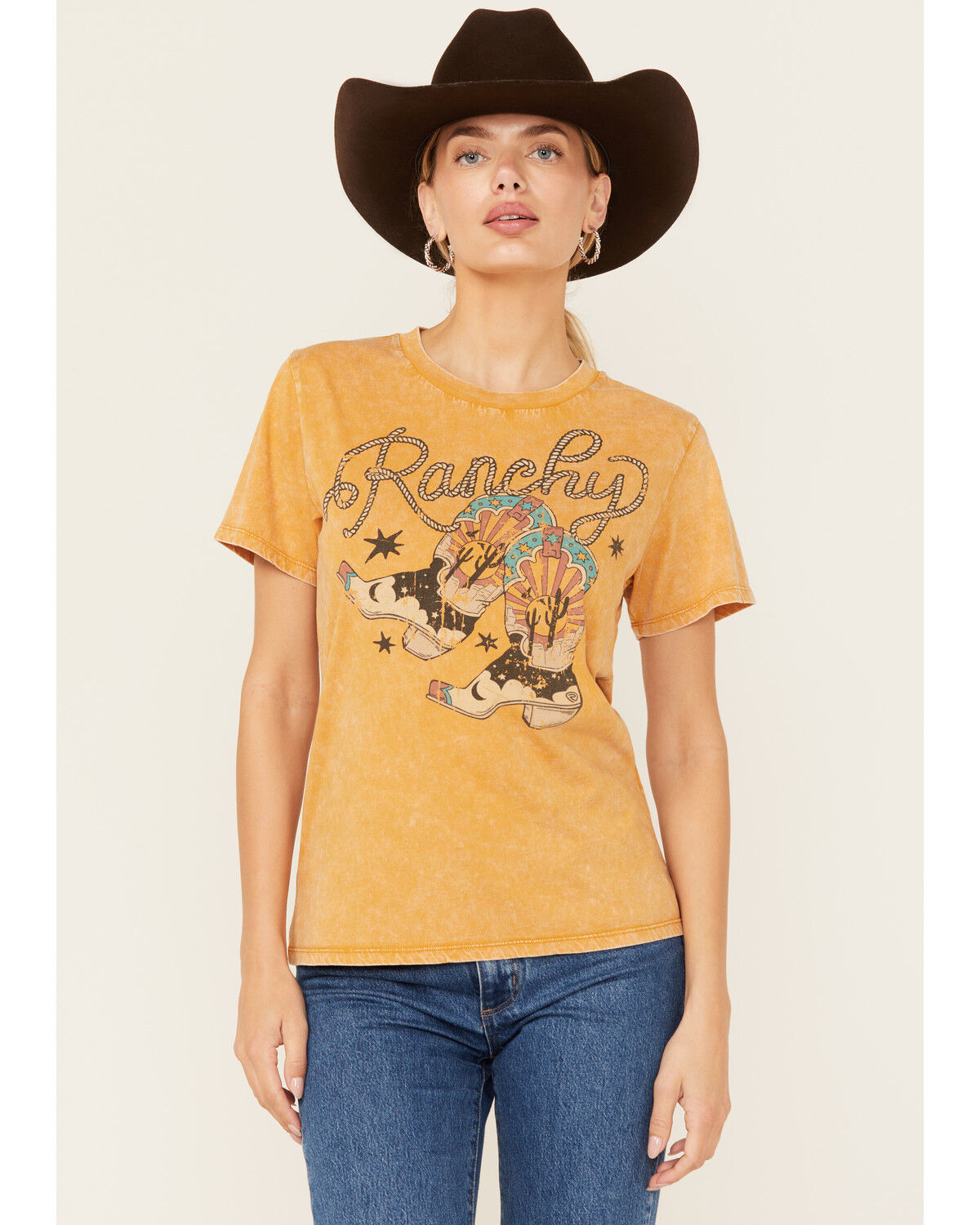 Women's Rock & Roll Denim Ranchy Short Sleeve Graphic Tee