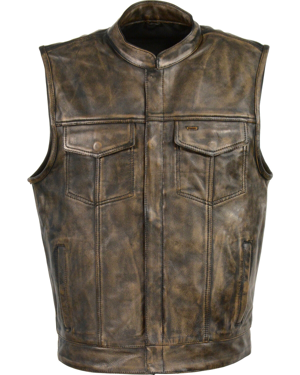 Men's Milwaukee Leather Open Neck Snap/Zip Front Club Style Vest - 4X
